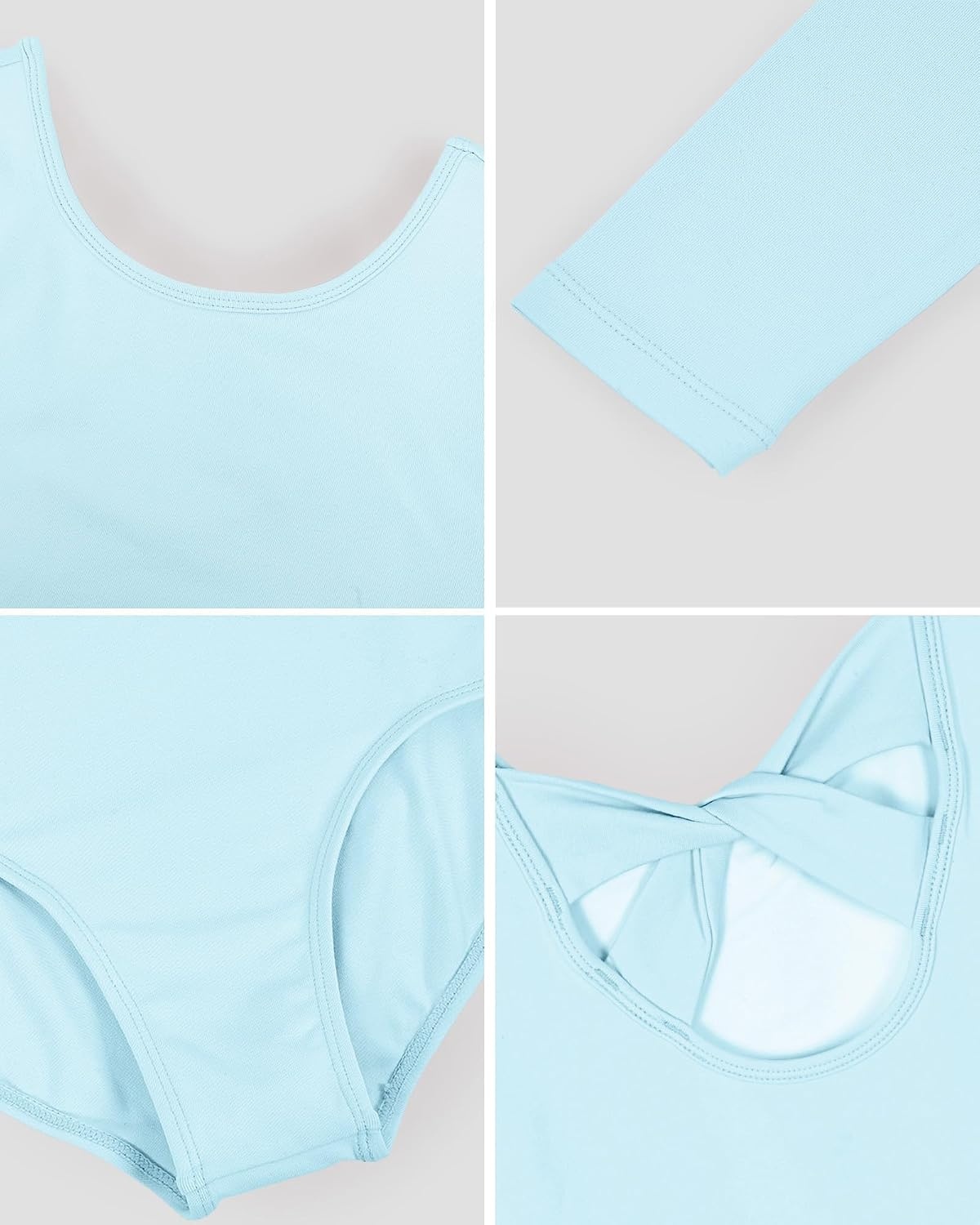 Stelle Ballet Leotards for Girls Long Sleeve Gymnastics Outfits 2-14Y(Blue)