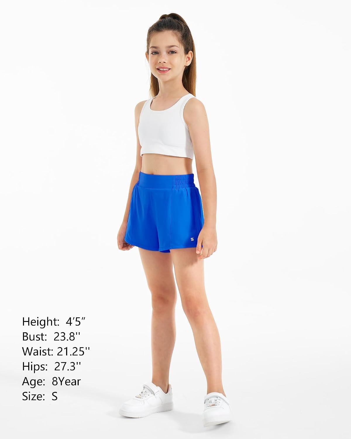 Stelle Girls 2-in-1 Athletic Shorts with Zipper Pockets for Running Sports(Sapphire)