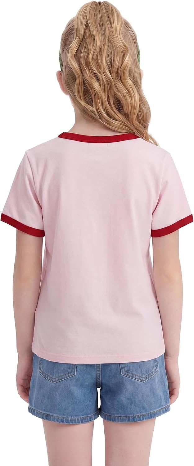 Stelle Girls Retro Graphic T Shirt Soft Stretch Crewneck for School | Lightweight, Breathable, Soft, Stretchy, Cherry graphic, Relaxed fit, School, Play, Sports, Everyday wear, Vintage style(Berry Sweet|pink)