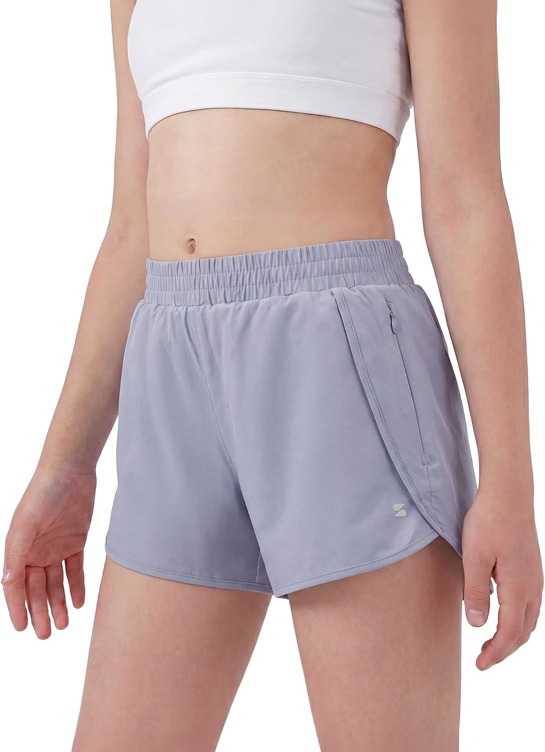 Stelle Girl Athletic Shorts with Zipper Pockets Elastic Waist Running Short(Purple Haze)
