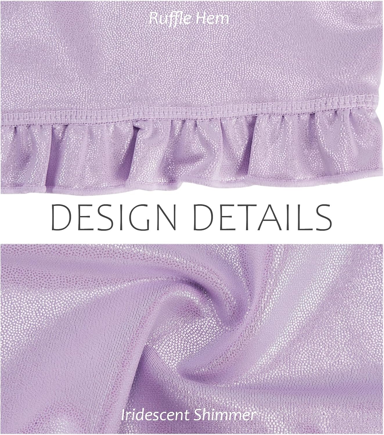 Stelle Girls Dance Shorts Metallic Gymnastics Ruffle Short 6-15 Years | Sparkly Shiny, Stretchy, Comfortable, Cheer, Dancewear, Athletic, Birthday Party, Kids, Youth, Volleyball(Lavender)
