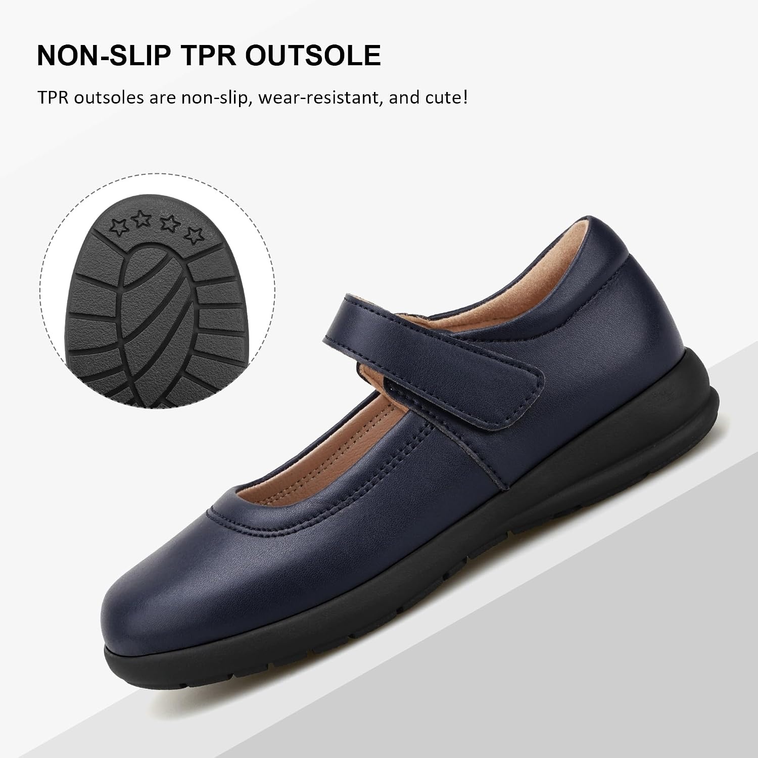 Stelle Girls Mary Jane Shoes School Uniform Flats Dress Shoes Church (Little/Big Kids)(Navy)