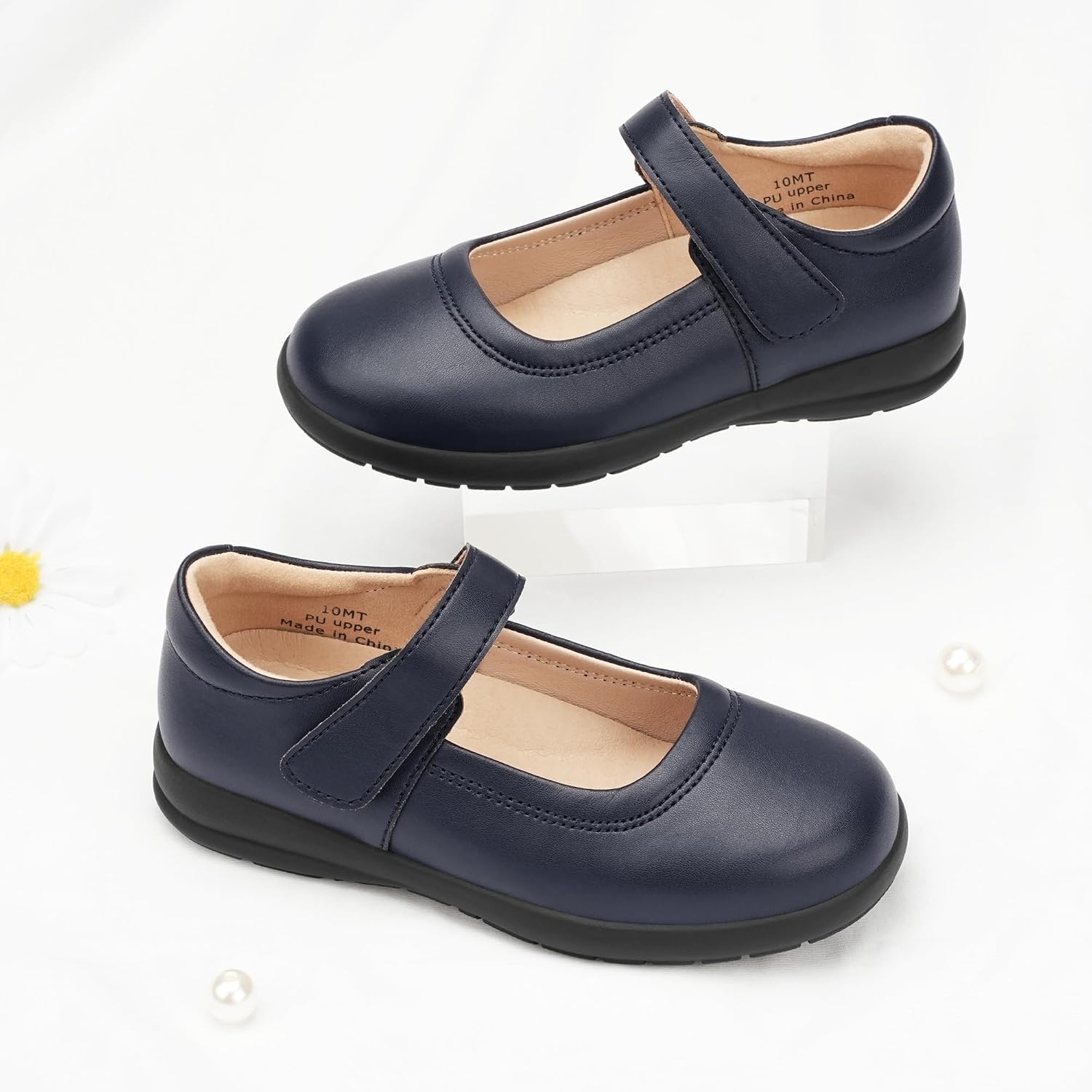 Stelle Girls Mary Jane Shoes School Uniform Flats Dress Shoes Church (Little/Big Kids)(Navy)