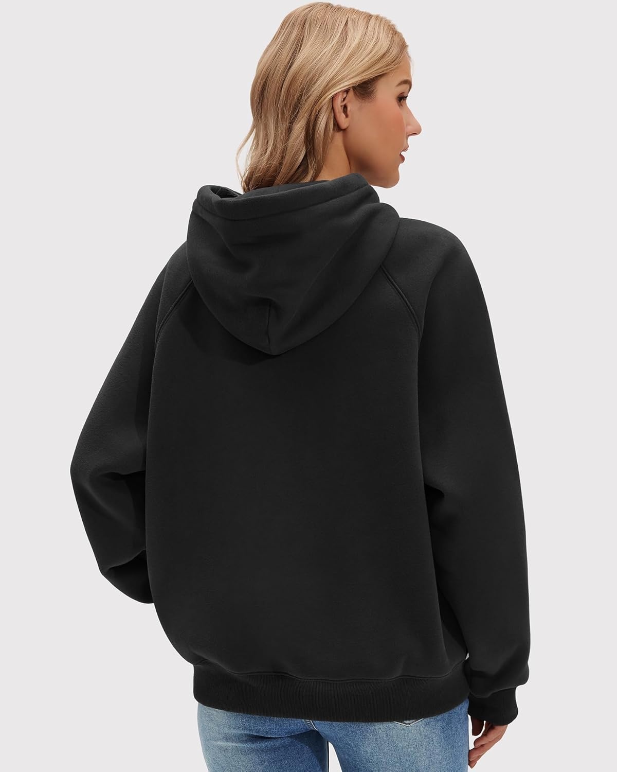Stelle Women Hoodies Oversized Fleece Long Sleeve Comfy Casual Pullover Sweatshirts 2026 Winter Fall Outfits(Black)
