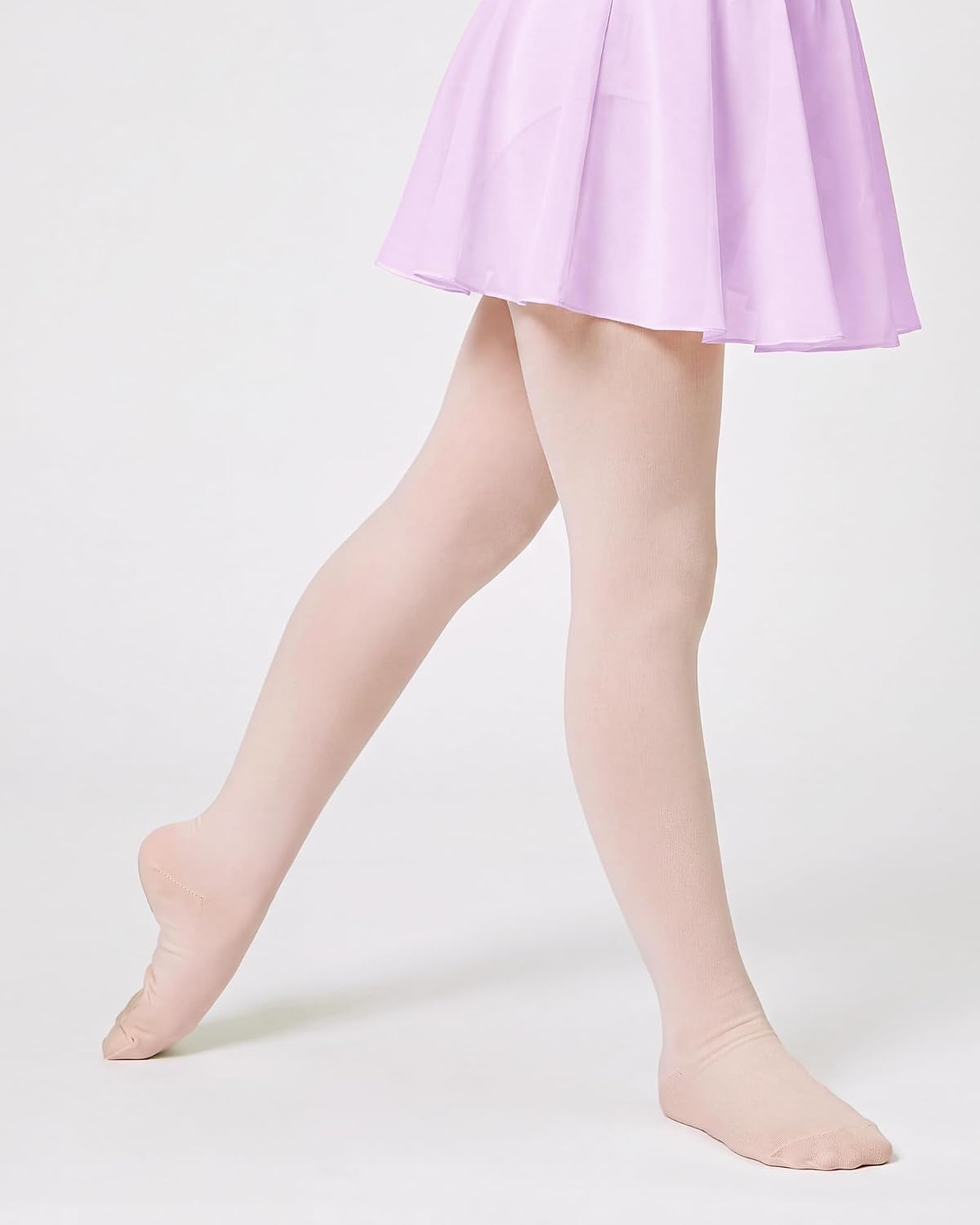 Stelle Girls Long Sleeve Leotard Dress with Footed Tights for Ballet/Dance(Lavender)