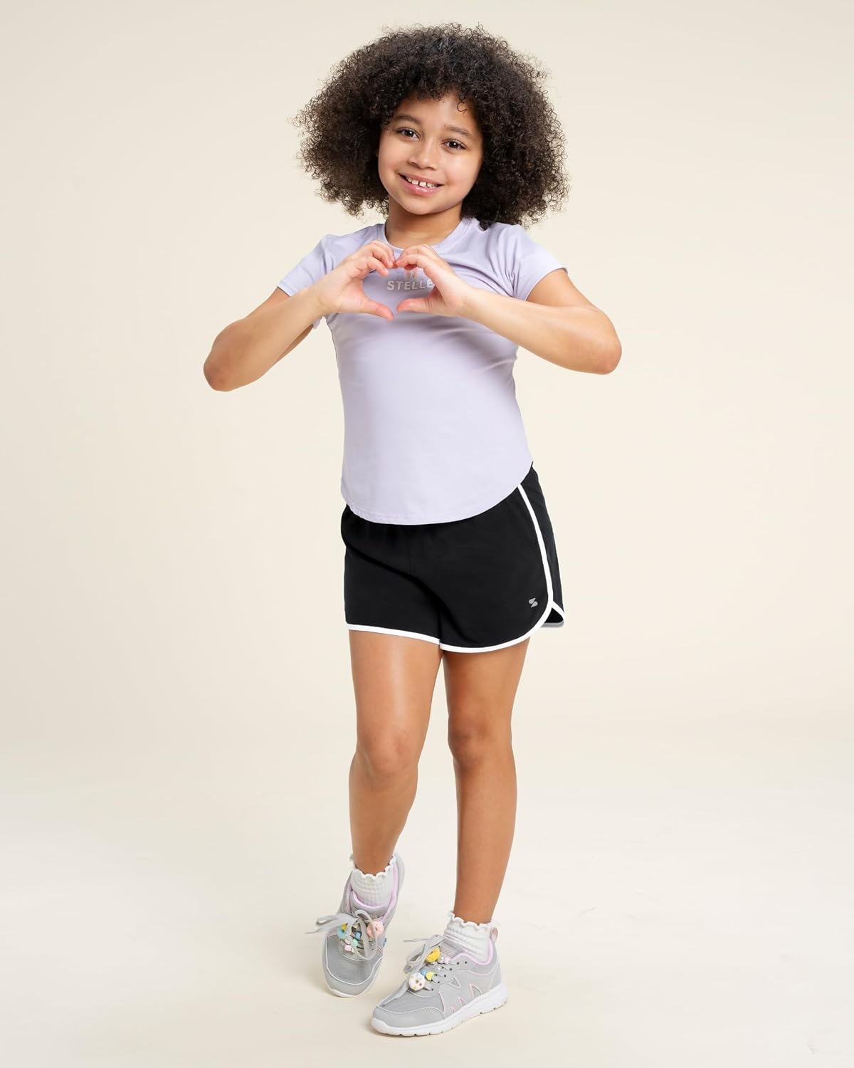 Stelle Girls Athletic Shorts with Pockets Girls Running Shorts Volleyball Soccer Shorts for Kids Elastic Waist(Black)