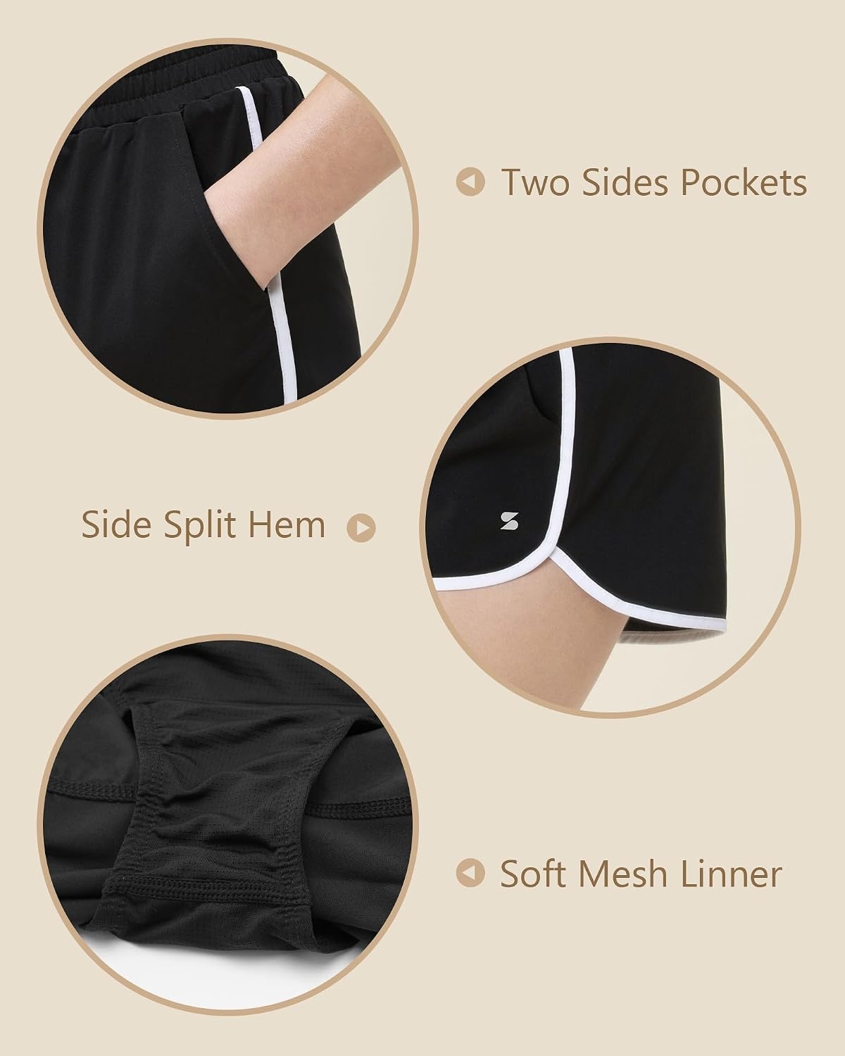 Stelle Girls Athletic Shorts with Pockets Girls Running Shorts Volleyball Soccer Shorts for Kids Elastic Waist(Black)
