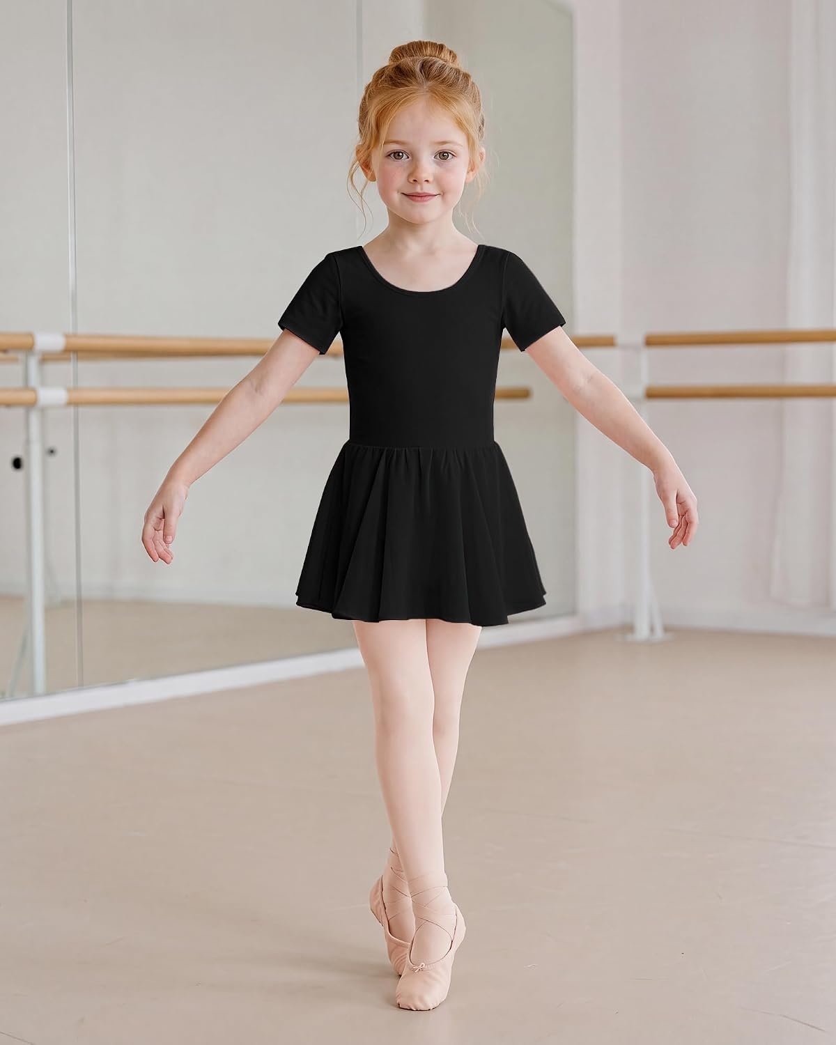 Stelle Girls Criss-Cross Back Leotards Skirt with Tights for Ballet/Dance(Black)