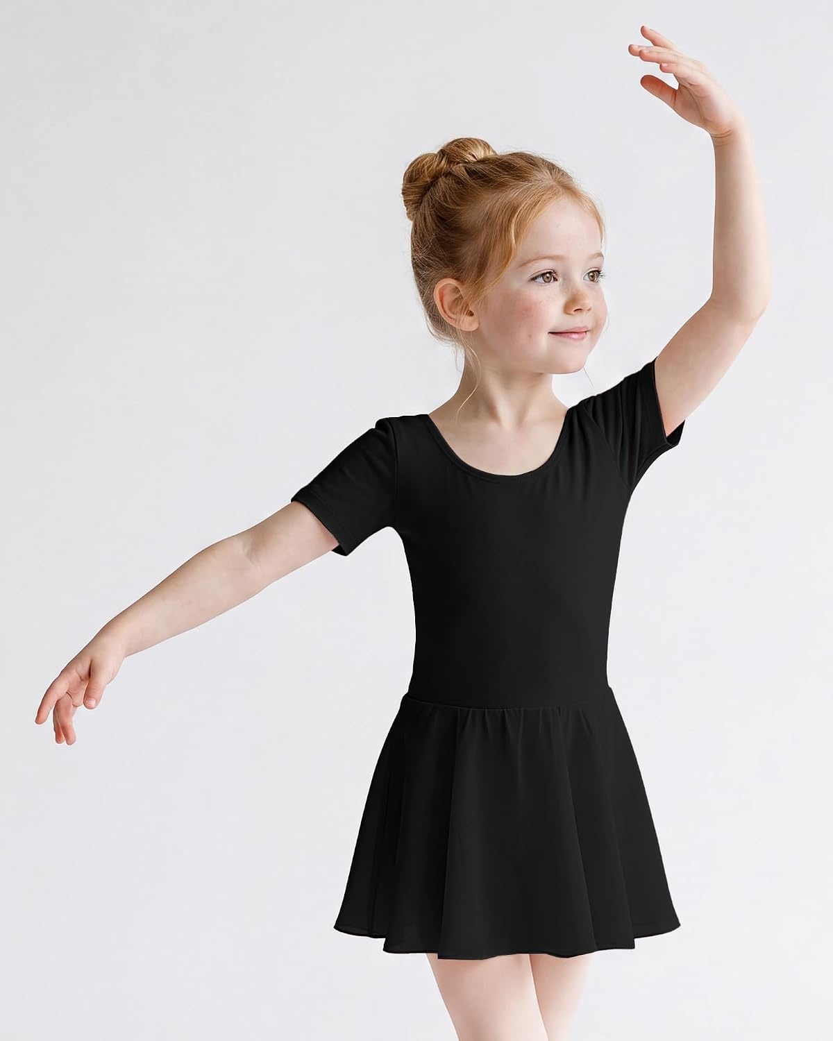 Stelle Girls Criss-Cross Back Leotards Skirt with Tights for Ballet/Dance(Black)