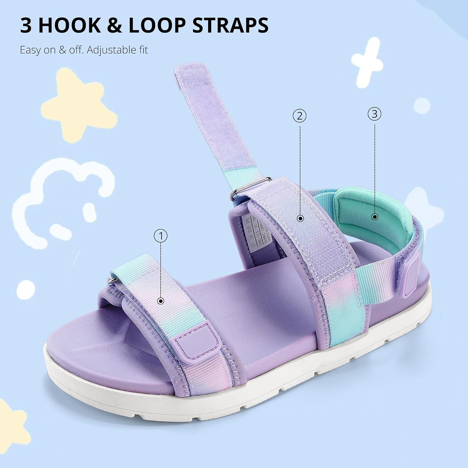 Stelle Girls Summer Casual Open-Toe Flat Toddler Kids Sandals(Lilac Mint)