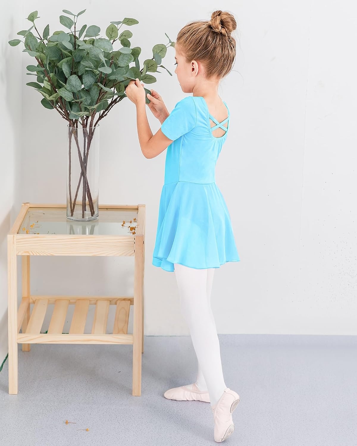 Stelle Ballet Leotards for Girls Toddler Ballet Outfit Dance Leotard Dress(Style 1-pool Blue(cross Back))