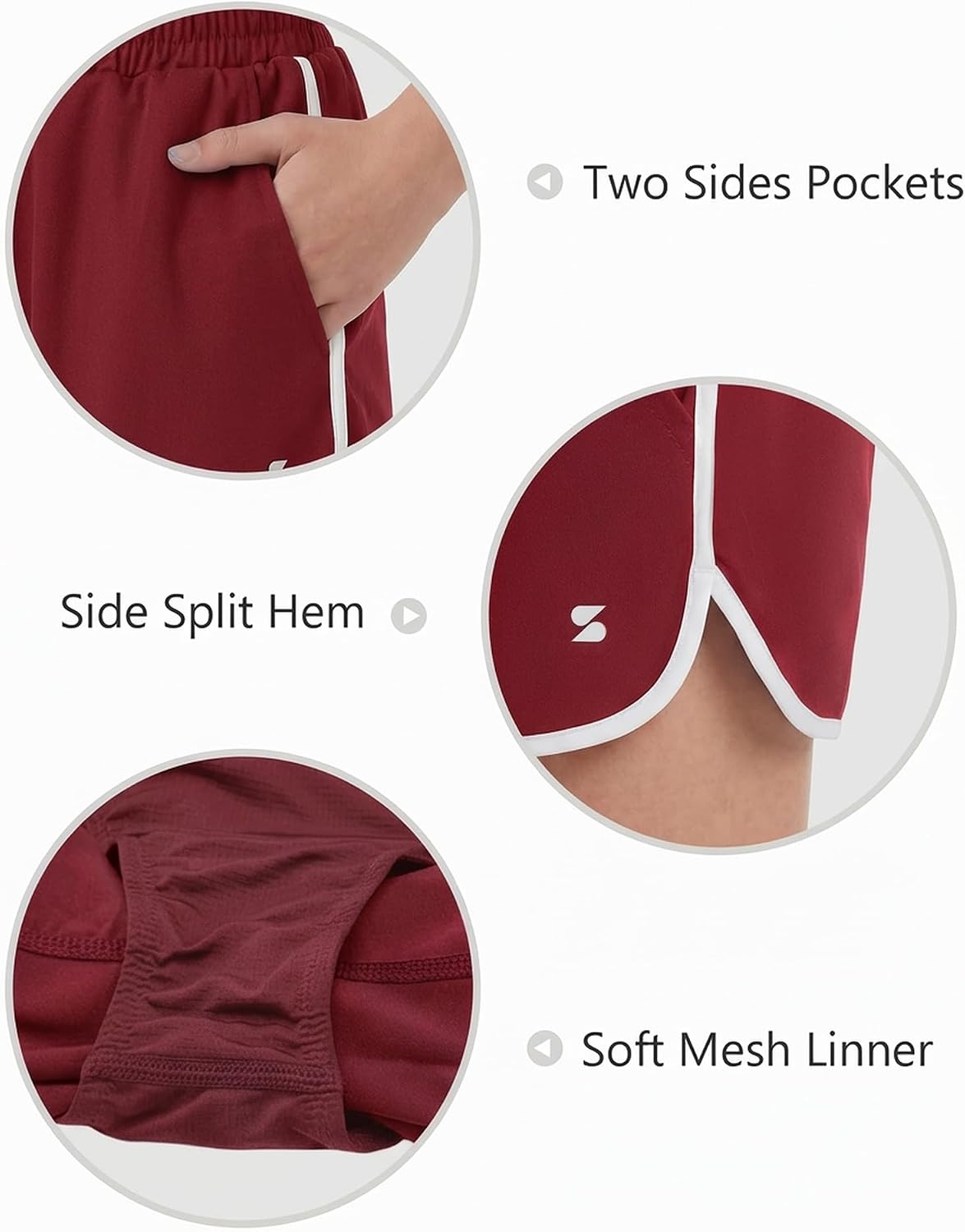 Stelle Girls Athletic Shorts with Pockets Quick Dry Running Shorts for Teen(Crimson)