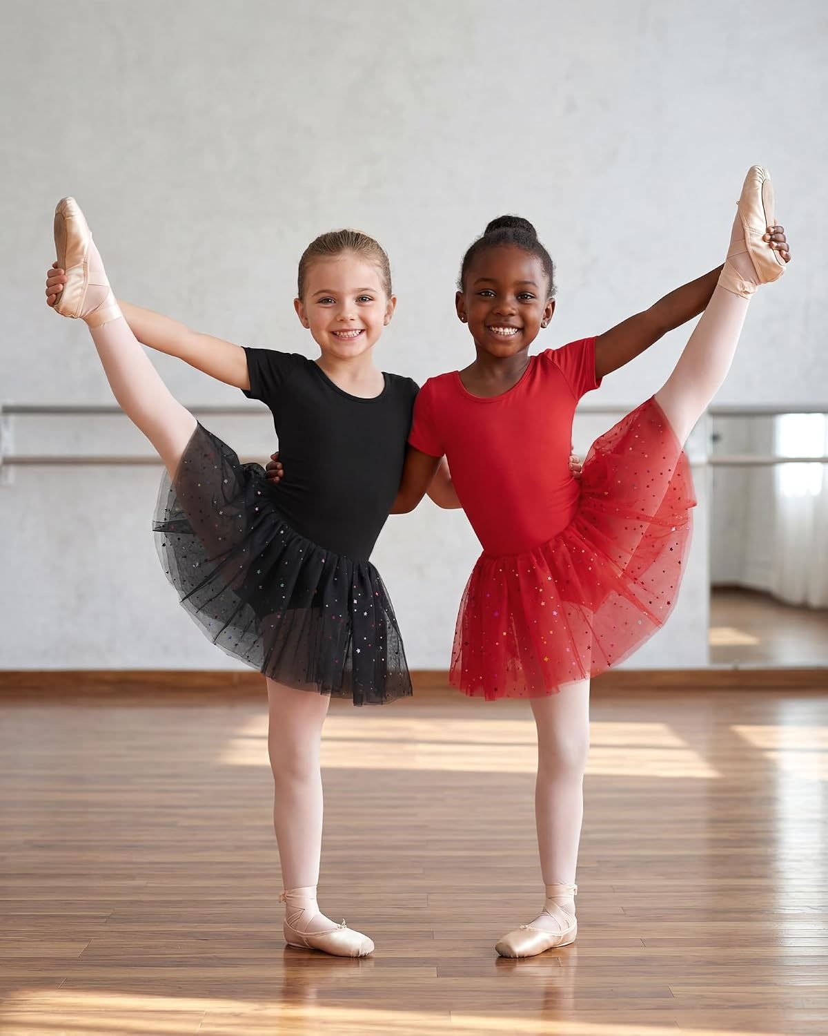 Stelle Girls Dance Leotards with Sequin Tutu Dress Ballet Leotards Gymnastic Ballerina Costume Toddler Ballet Outfit(Black)