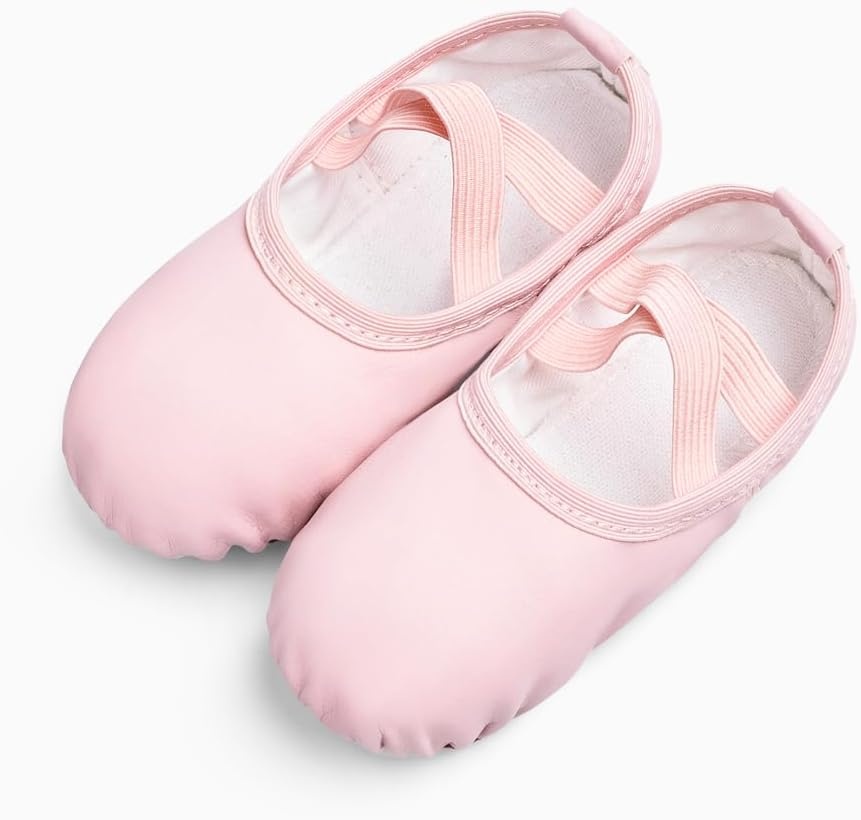 Stelle Ballet Shoes for Girls Boys Close-Fit PU Professional Dance Slippers | Breathable PU upper, Elastic strap, Soft flexible suede sole, No-Tie design, Fits toddlers to big kids, Dance practice, Yoga(Light Pink)