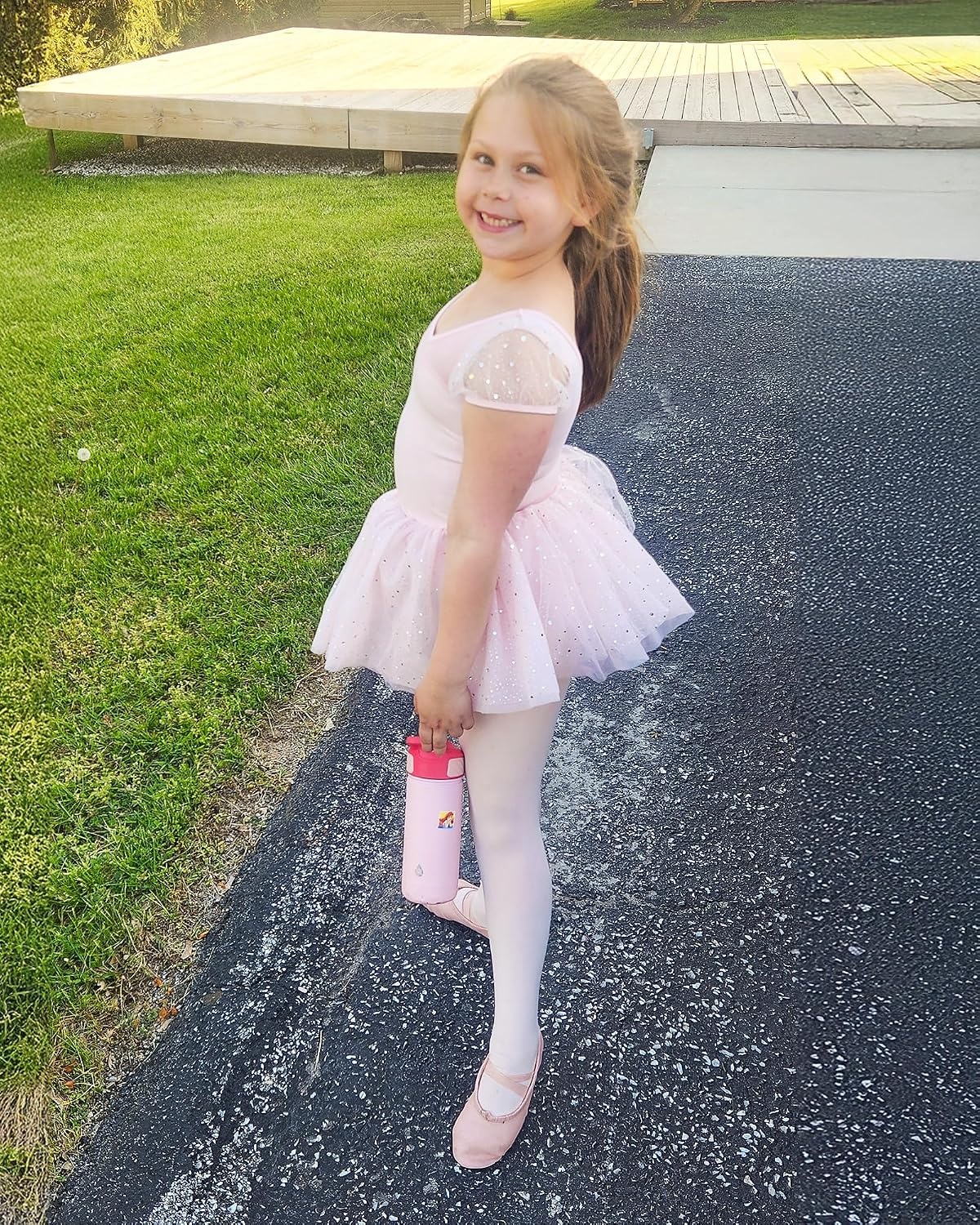 Stelle Ballet Shoes for Girls Boys Close-Fit PU Professional Dance Slippers | Breathable PU upper, Elastic strap, Soft flexible suede sole, No-Tie design, Fits toddlers to big kids, Dance practice, Yoga(Ballet Pink(with Lace))
