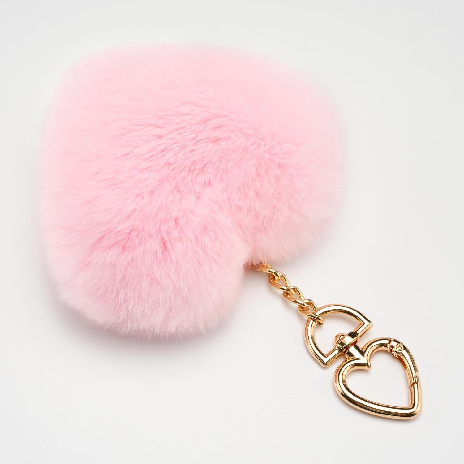 Stelle Pom Pom Keychain Rabbit Fur Bag Charms Fluffy Cute Keychains Purse Backpack Accessories Gifts for Girls/Women(Pink-heart)