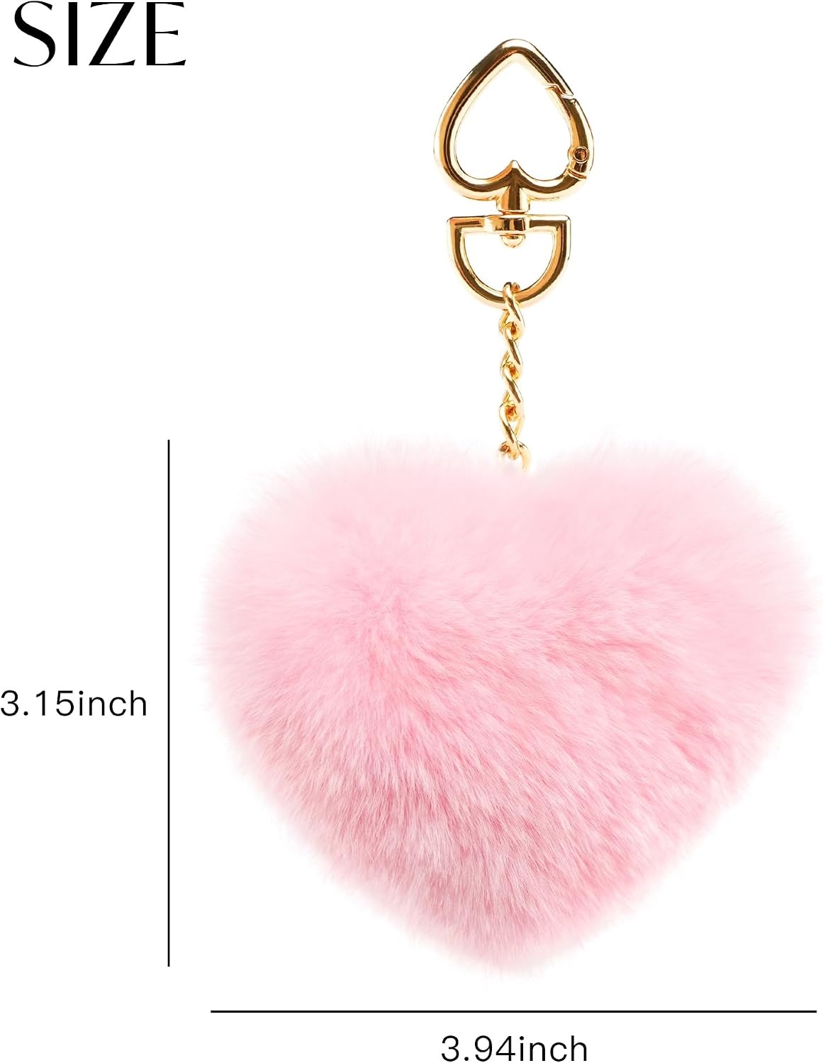 Stelle Pom Pom Keychain Rabbit Fur Bag Charms Fluffy Cute Keychains Purse Backpack Accessories Gifts for Girls/Women(Pink-heart)