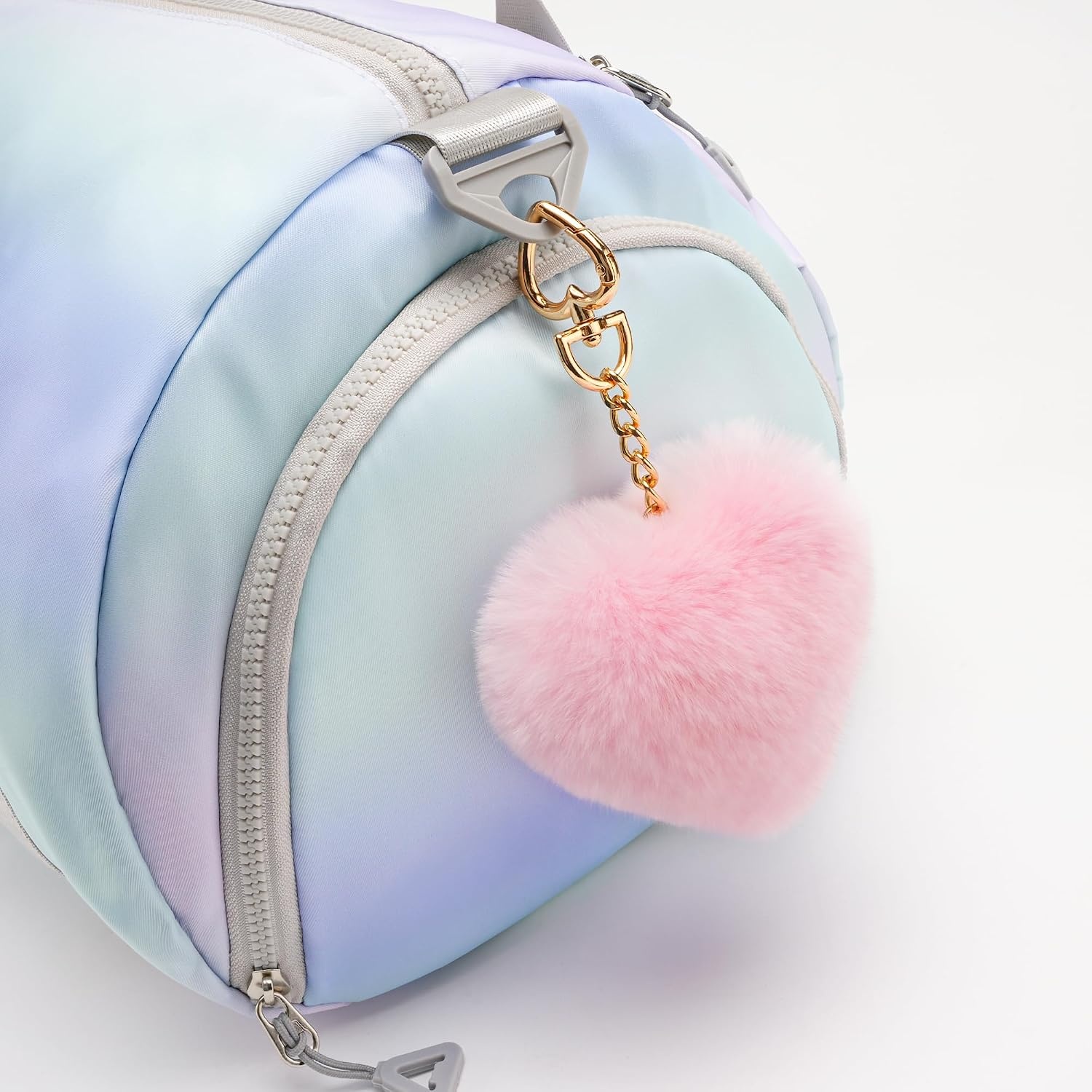 Stelle Pom Pom Keychain Rabbit Fur Bag Charms Fluffy Cute Keychains Purse Backpack Accessories Gifts for Girls/Women(Pink-heart)