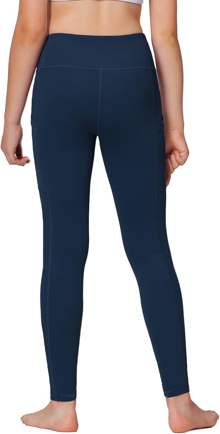 Stelle Girls’ Athletic Leggings Kids Dance Running Yoga Pants Workout Active Dance Tights with Pockets(Navy (2 Side Pocket))
