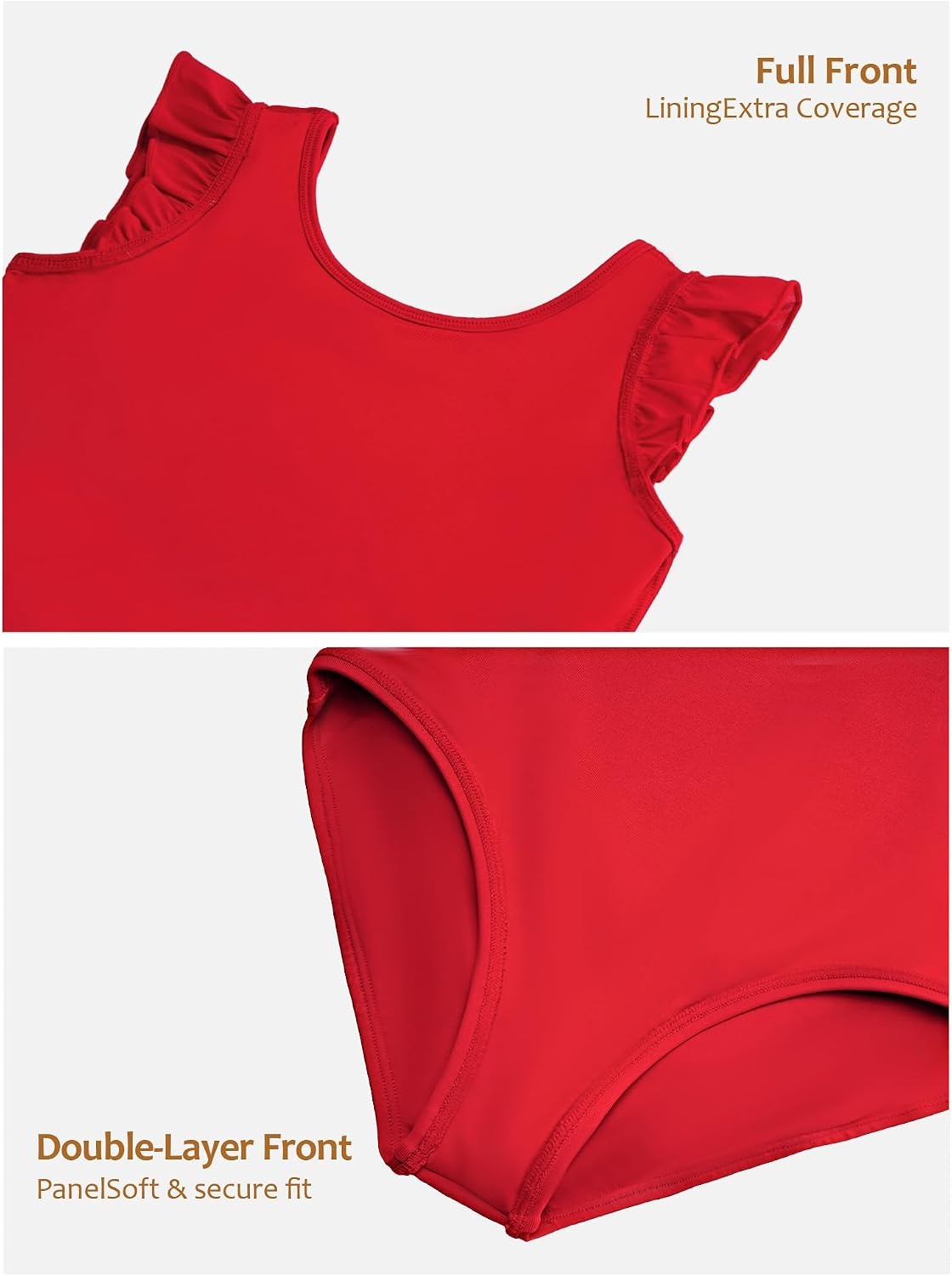 Stelle Leotards for Girls Ballet Dancewear Ruffle Flutter Sleeve Leotard Unitards(Red)