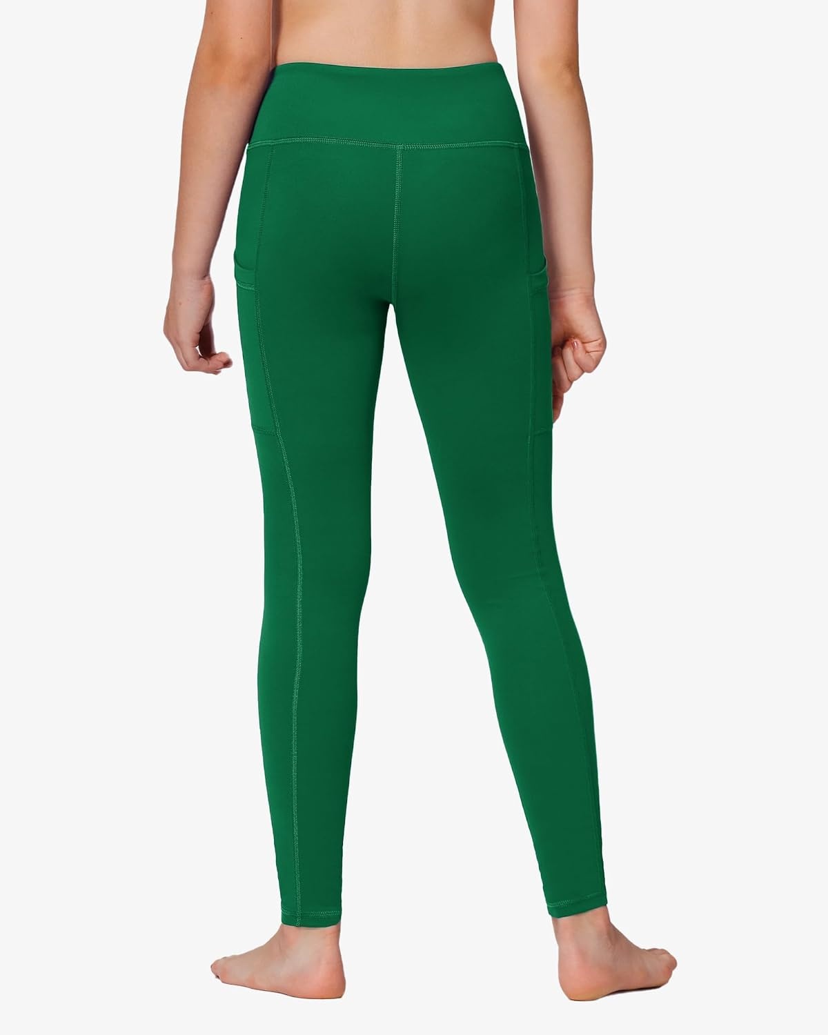 Stelle Girls Leggings with Pockets Kids Dance Yoga Running Athletic Pants(Evergreen(2 Side Pocket))