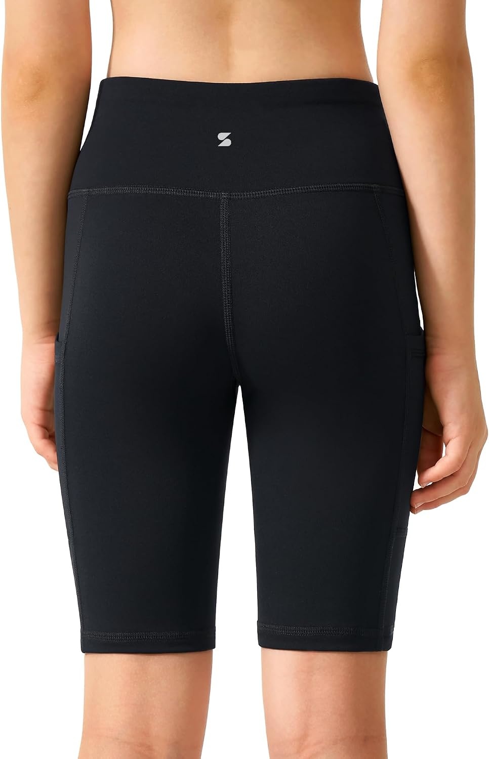 Stelle Girls 4″/8″ Volleyball Shorts Youth Bike Shorts Athletic Yoga Dance Gymnastics Compression Shorts with Pockets(8black)