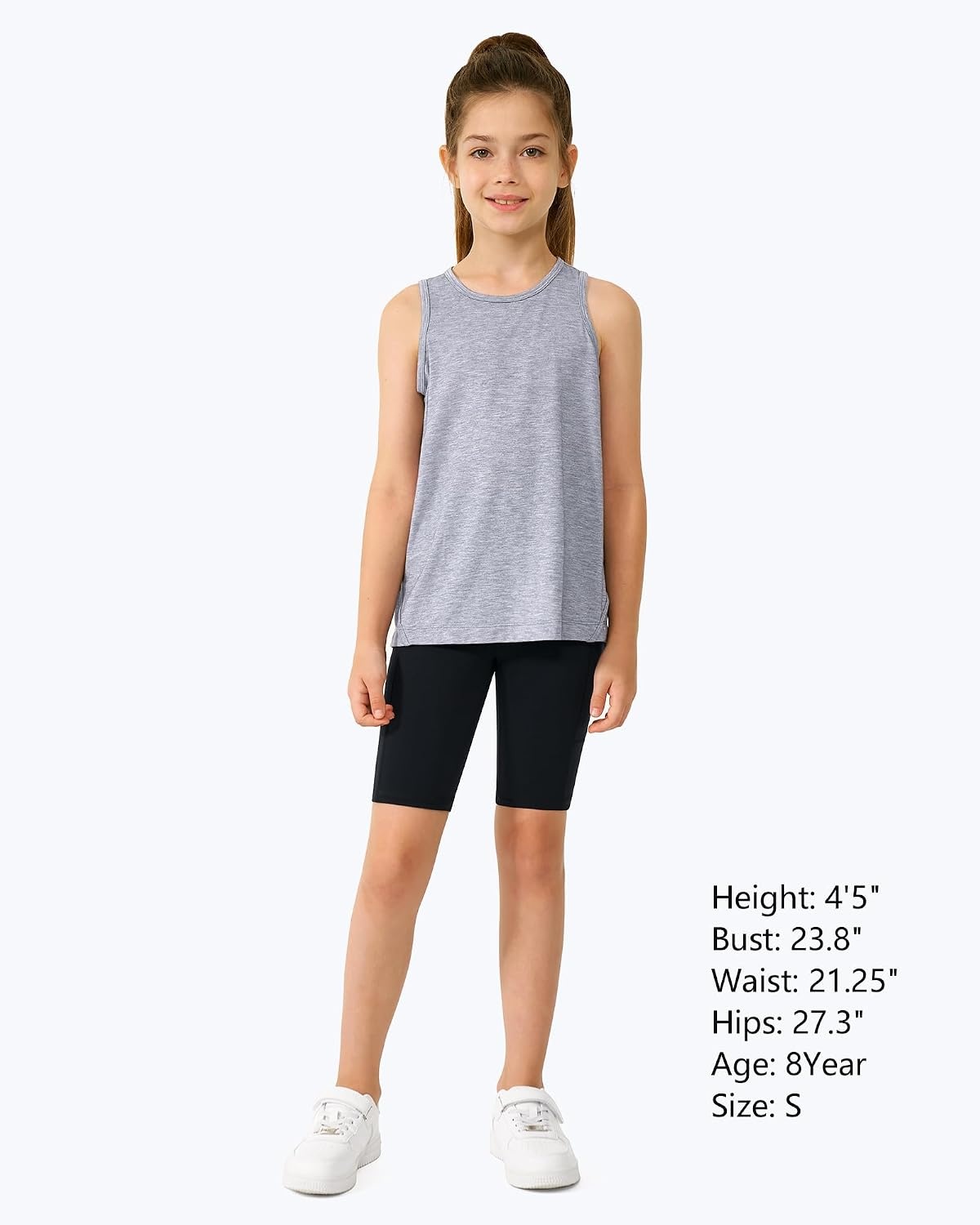 Stelle Girls 4″/8″ Volleyball Shorts Youth Bike Shorts Athletic Yoga Dance Gymnastics Compression Shorts with Pockets(8black)