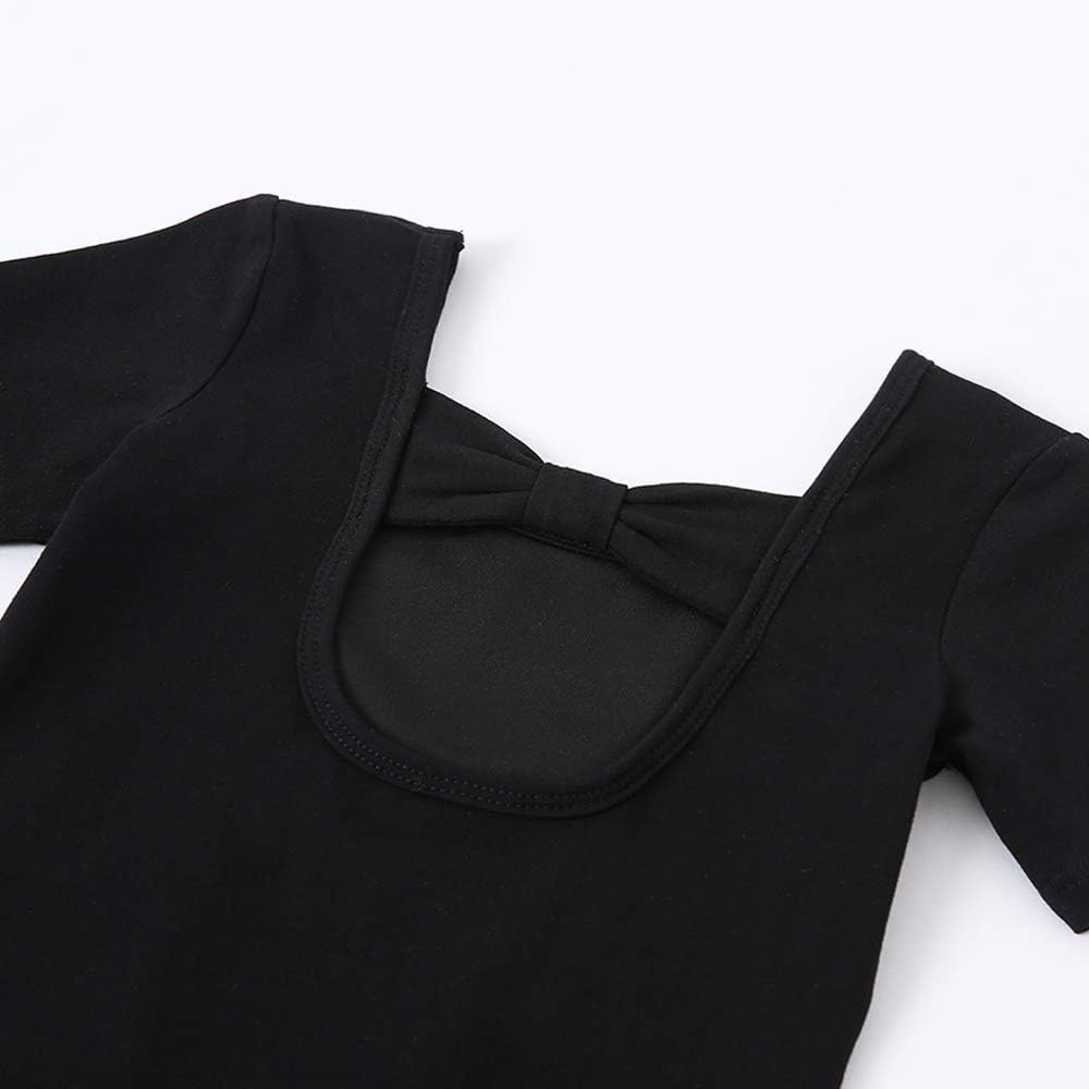 Stelle Ballet Leotards for Girls Dance Leotard with Skirt Toddler Ballet Outfit Criss-Cross Bow Back (Little/Big Kid)(Style 2-black (Bow Back))