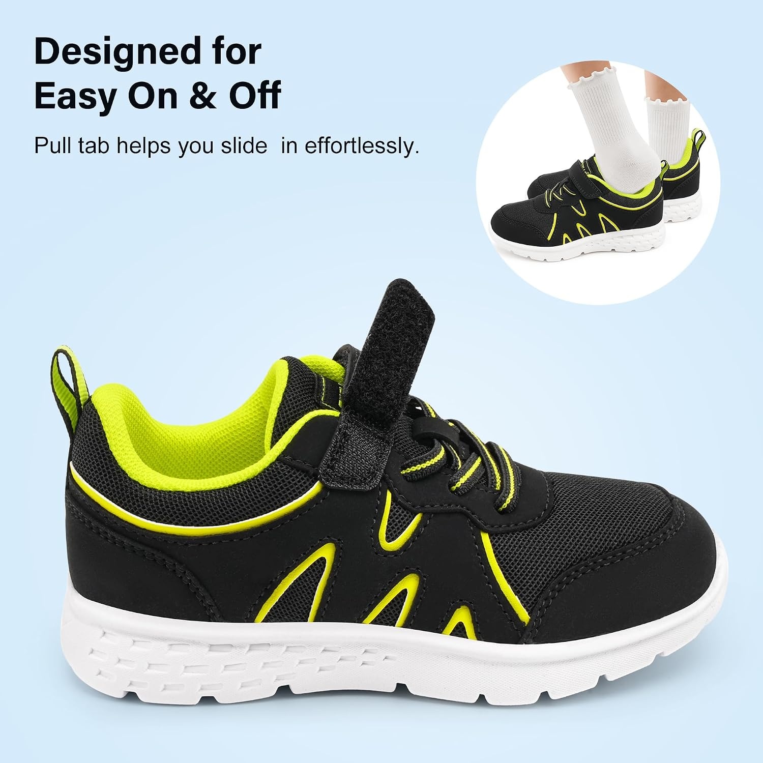 Stelle Kids Sneakers Girls Tennis Shoes Non-Slip Lightweight Breathable Athletic Sports Running Shoes(8MT,Black)