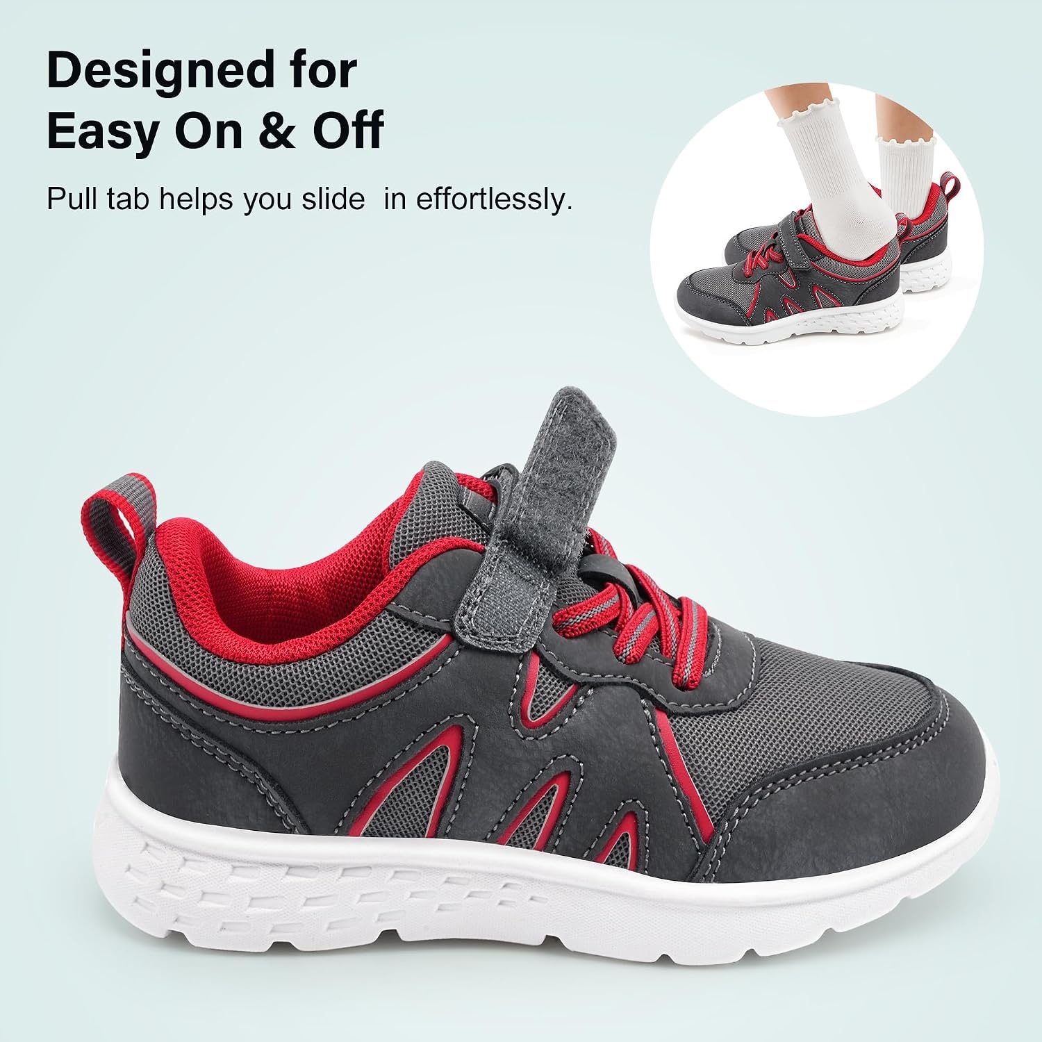 Stelle Kids Sneakers Girls Tennis Shoes Non-Slip Lightweight Breathable Athletic Sports Running Shoes(1ML,Grey)