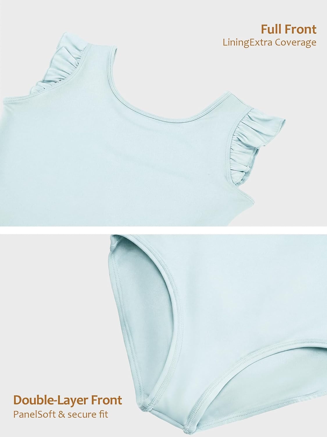 Stelle Leotards for Girls Ballet Dancewear Ruffle Flutter Sleeve Leotard Unitards(Blue)