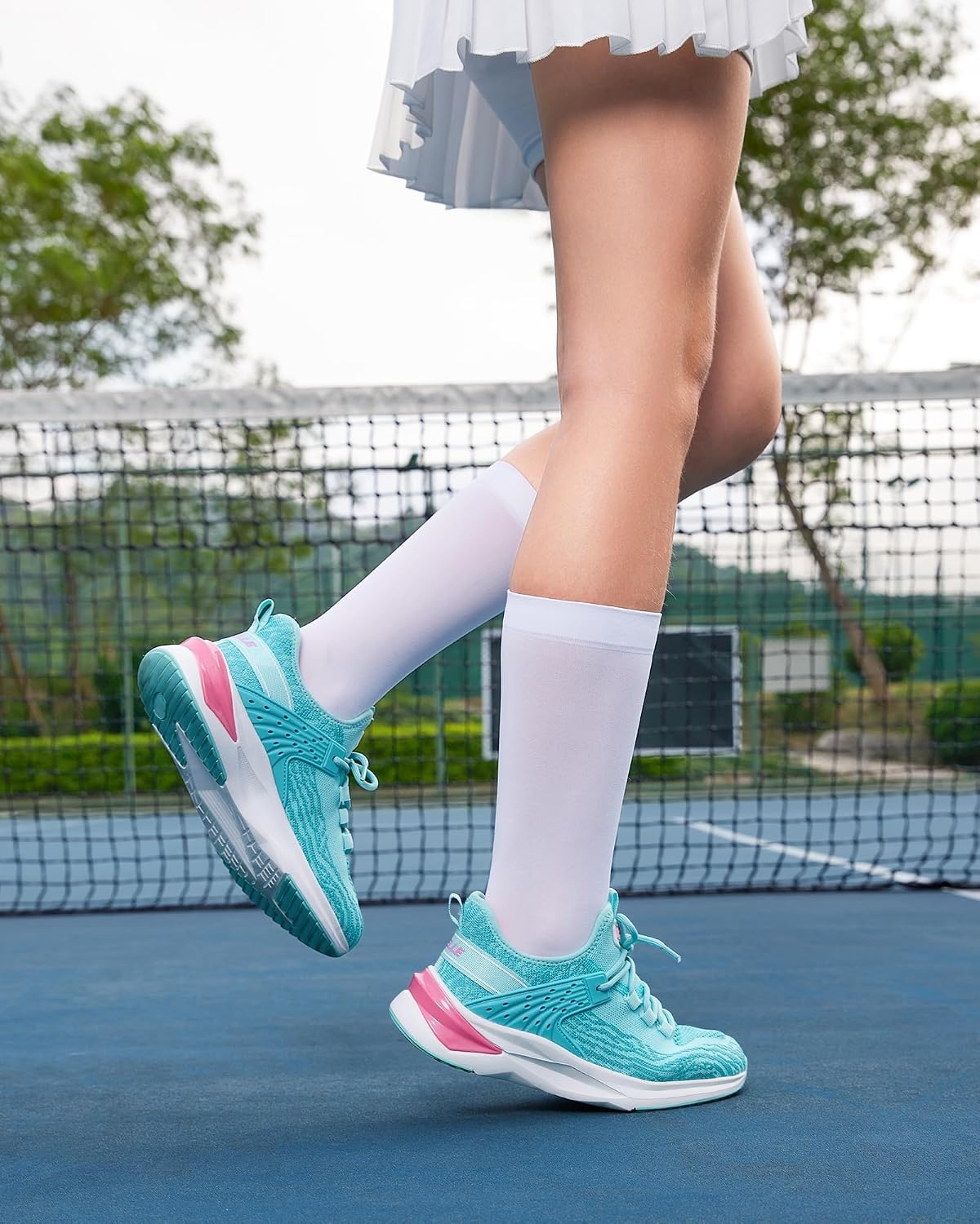Stelle Girls Tennis Shoes with DIY Charms Slip-on Kids Sneakers(Aqua)