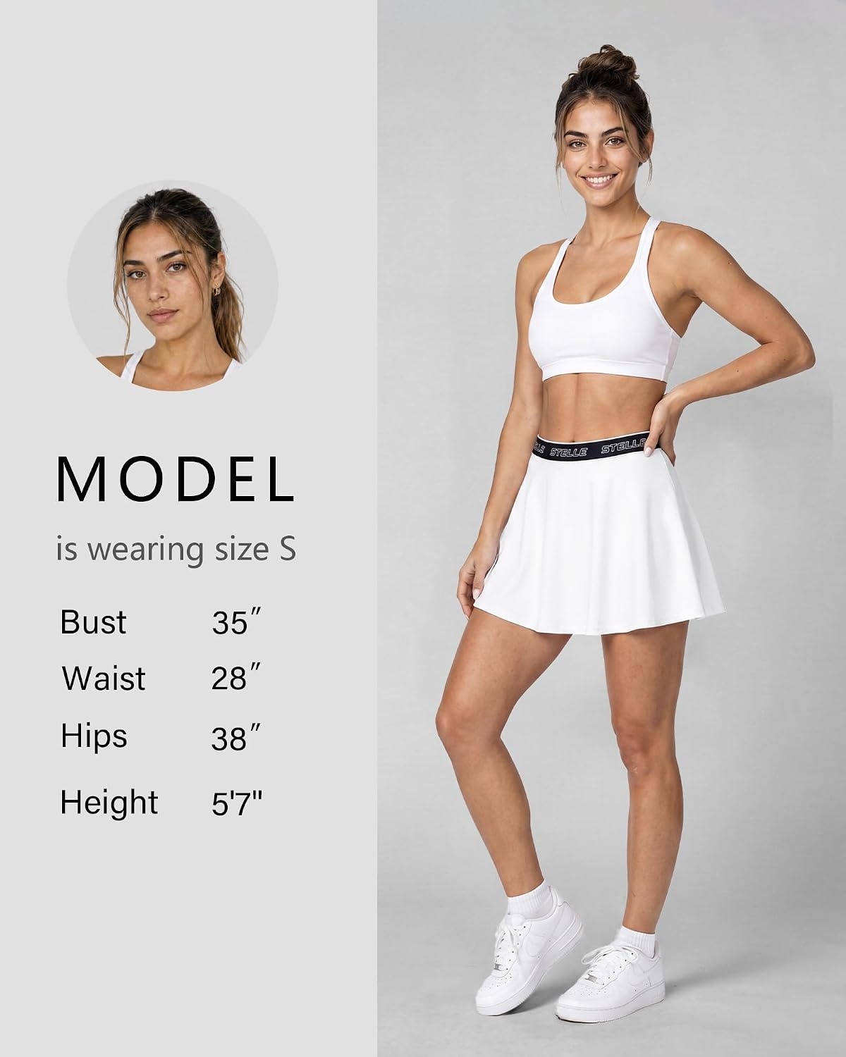Stelle Women High Waisted Tennis Skirt with Pockets Golf Athletic Skorts(White)