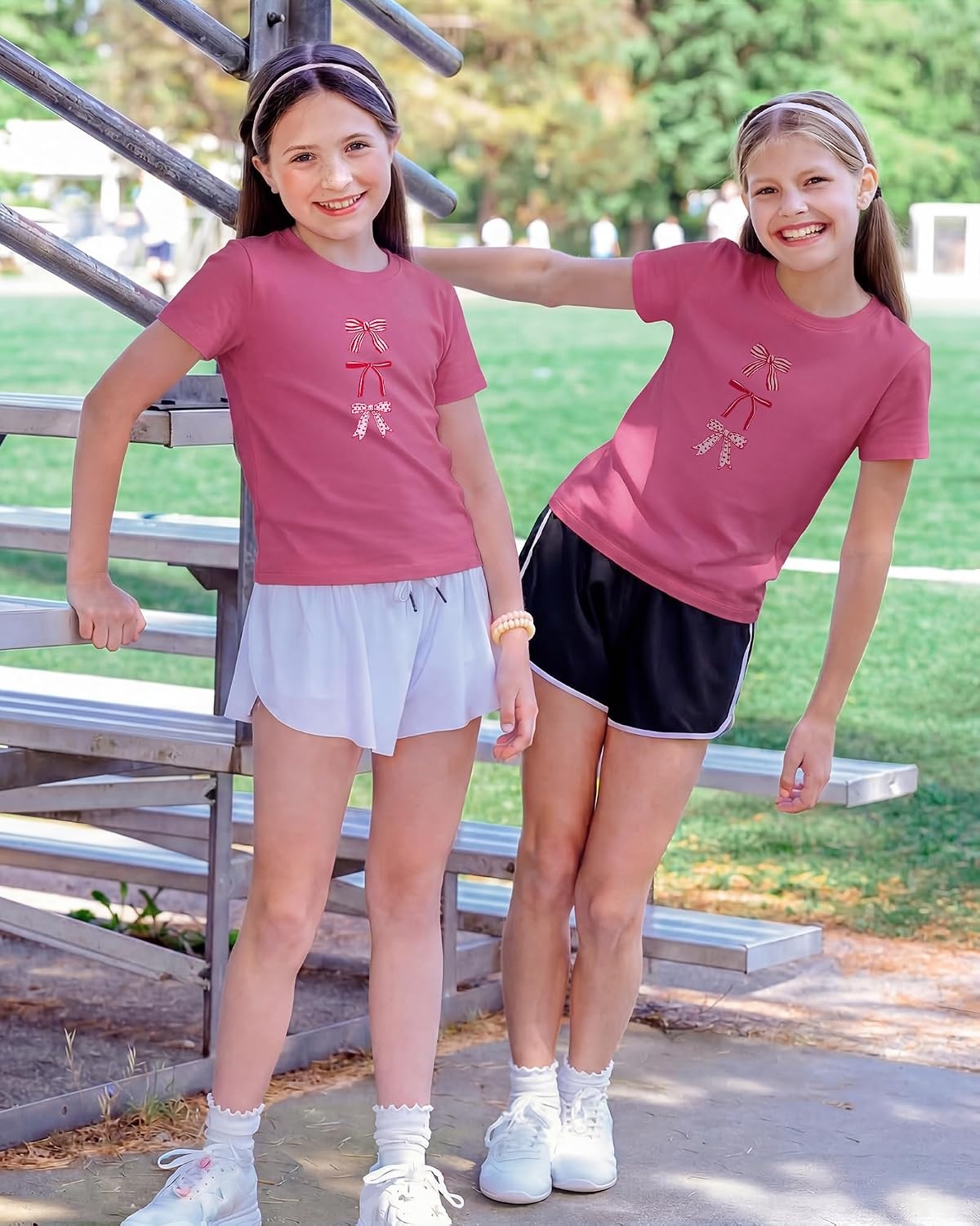 Stelle Girls T Shirts Graphic Tees Short Sleeve Tshirts Crewneck Cute Summer Casual Basic Tops for Kids Teen 4-15 Years(Sweet Knot|fuchsia)