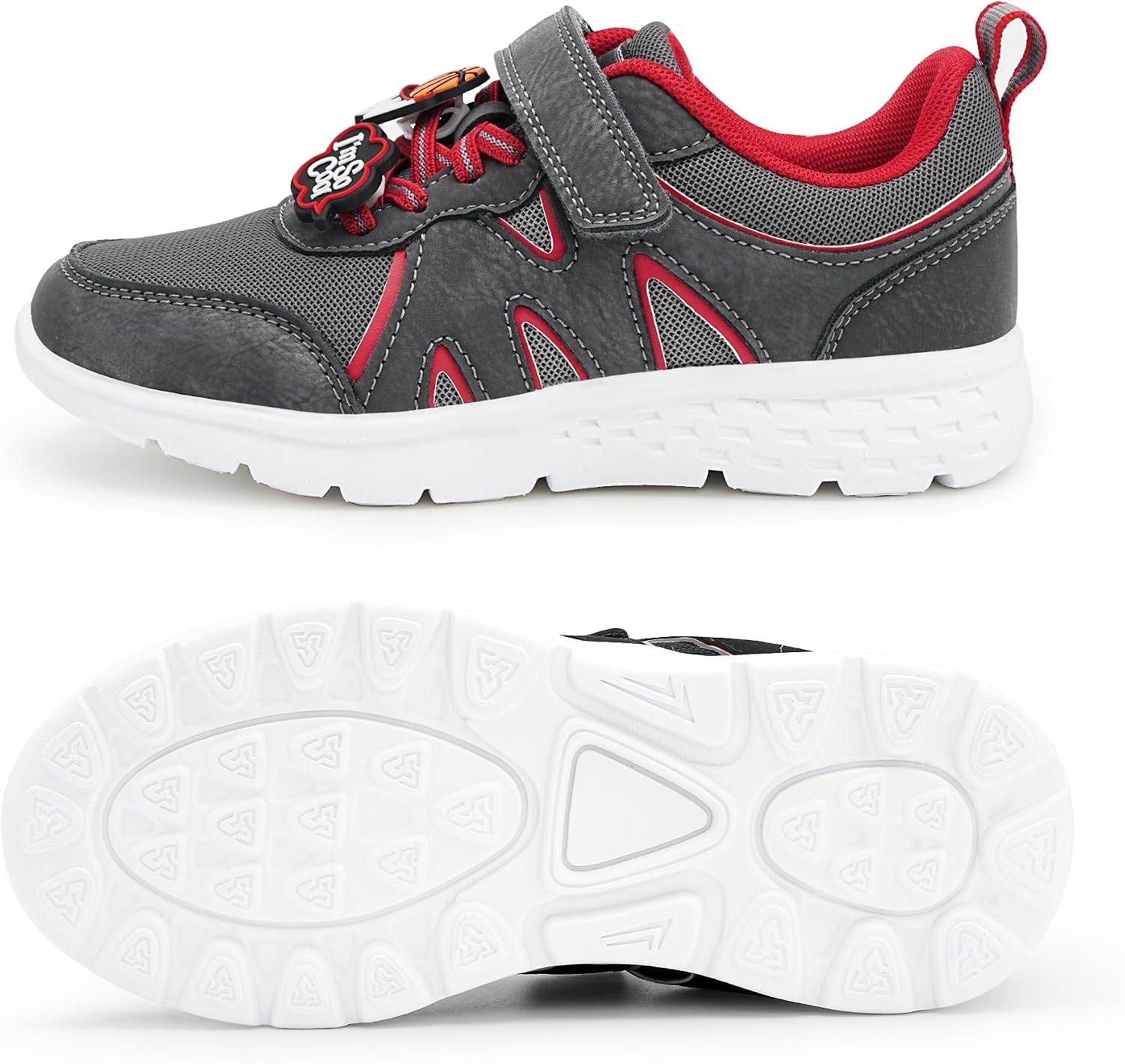 Stelle Kids Sneakers Girls Tennis Shoes Non-Slip Lightweight Breathable Athletic Sports Running Shoes(Grey2)
