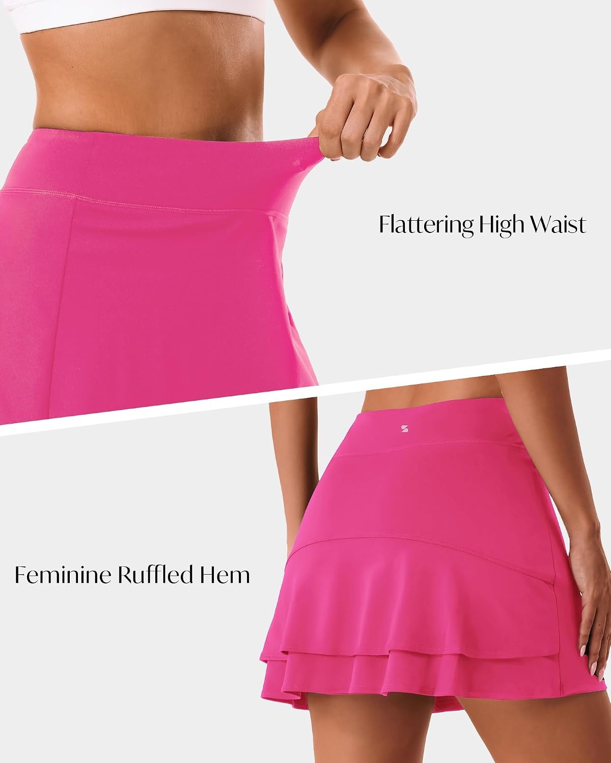 Stelle Tennis Skirts for Women Ruffle Athletic Golf Skorts with Pocket(Dreamhouse Pink)