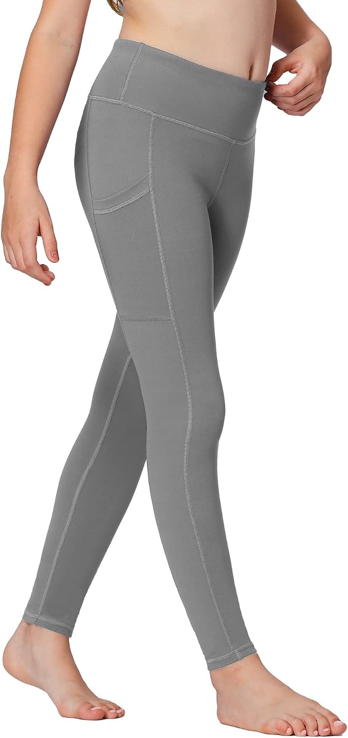 Stelle Girls Leggings with Pockets Kids Dance Yoga Running Athletic Pants(Zinc Grey)