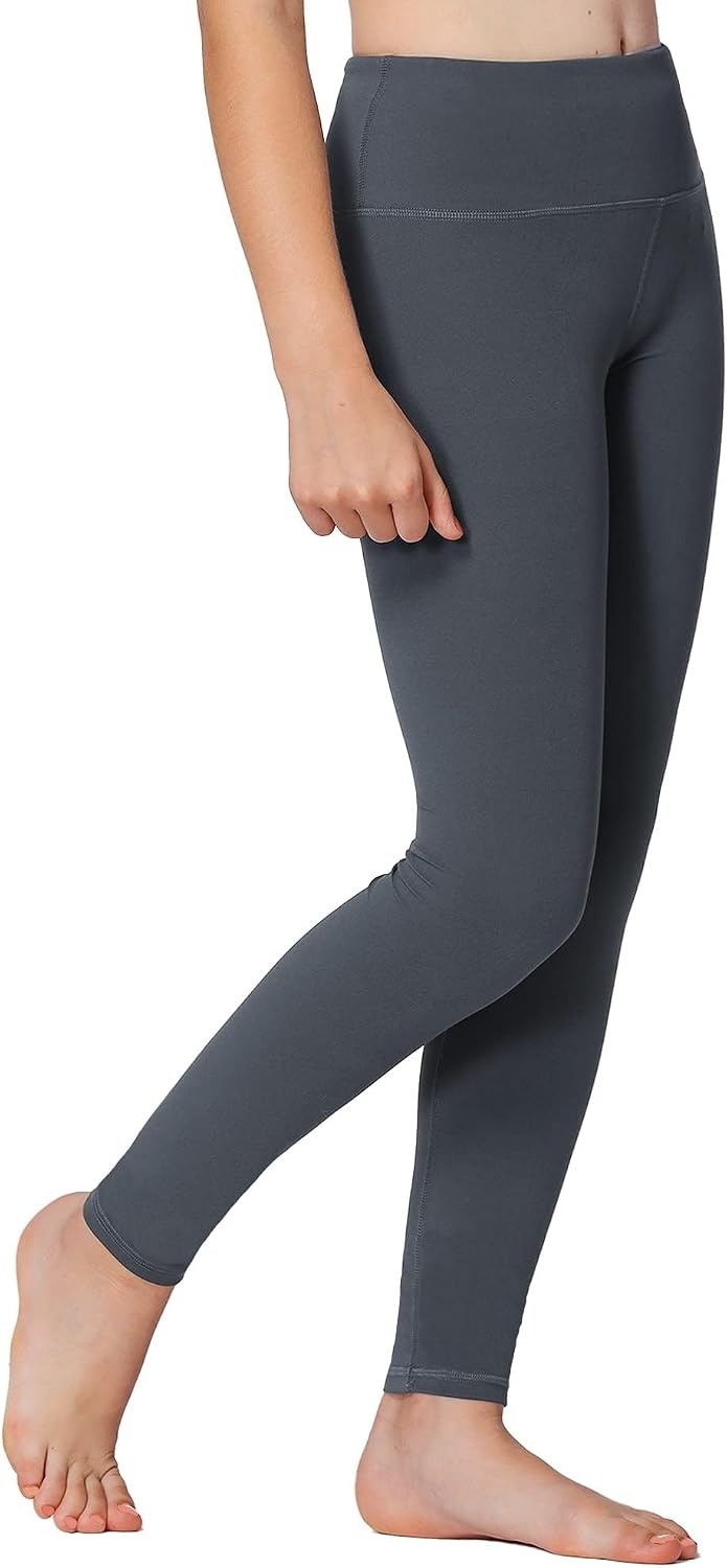 Stelle Girls Leggings with Hidden Pocket for Kids Dance Yoga Athletic Pants(Charcoal)