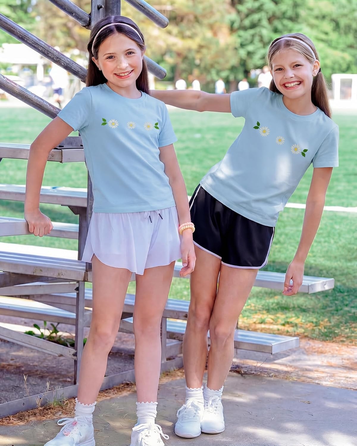 Stelle Girls T Shirts Graphic Tees Short Sleeve Tshirts Crewneck Cute Summer Casual Basic Tops for Kids Teen 4-15 Years(Baby Daisy|blue)