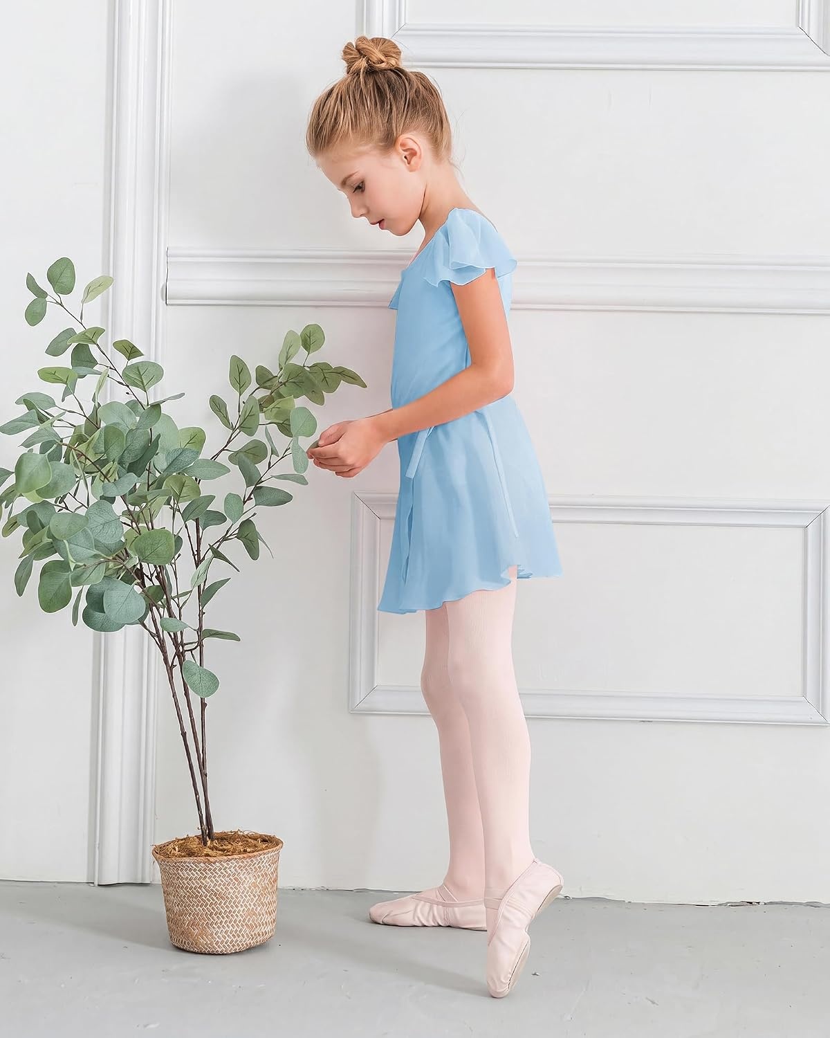 Stelle Girls Ballet Leotards Toddler Dance Combo with Skirt and Tights(3-blue (Ruffle Sleeve))