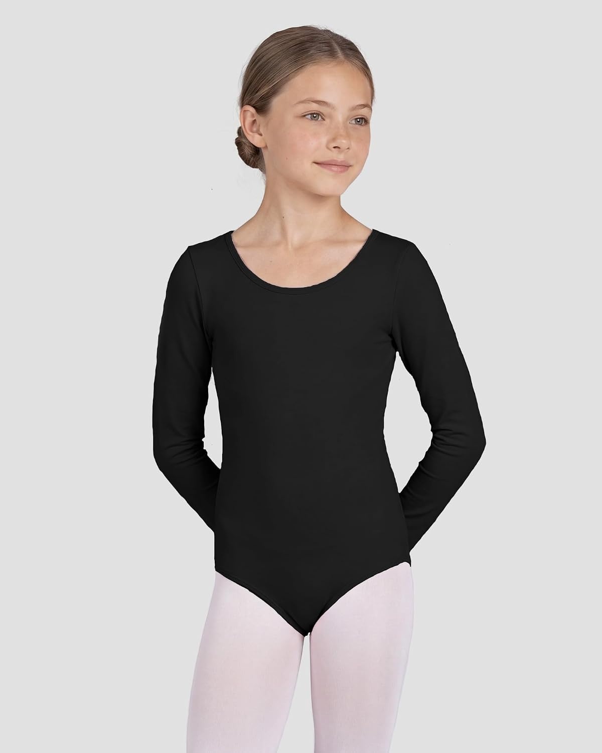Stelle Ballet Leotards for Girls Long Sleeve Gymnastics Outfits 2-14Y(Black)