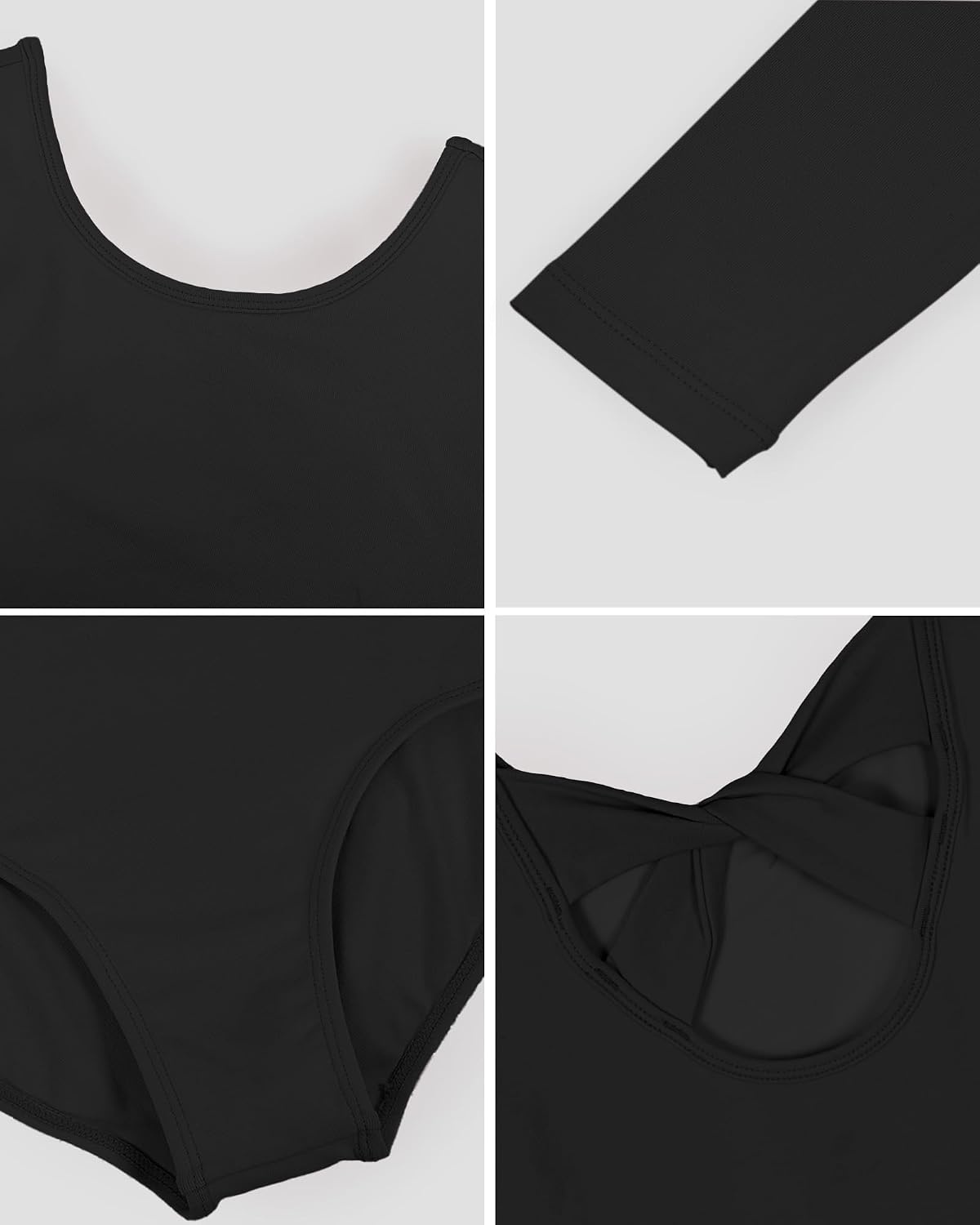 Stelle Ballet Leotards for Girls Long Sleeve Gymnastics Outfits 2-14Y(Black)