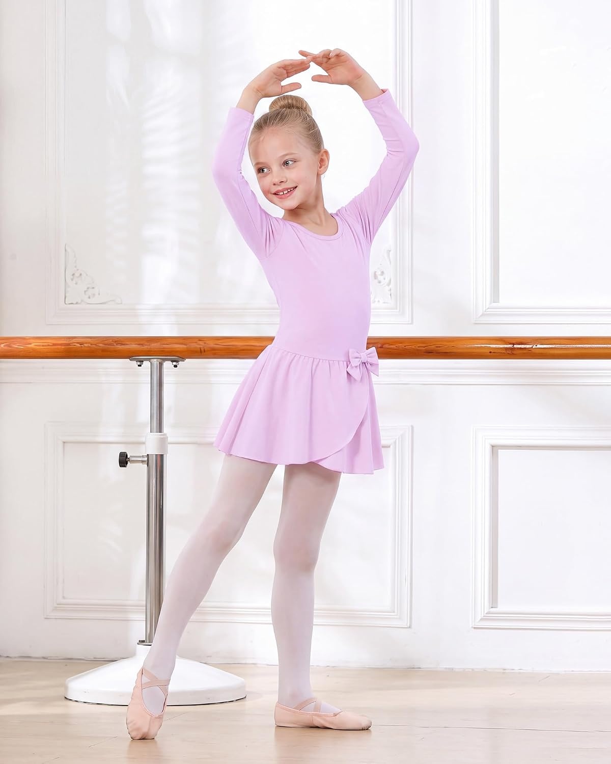 Stelle Ballet Leotards for Girls Long Sleeve Toddler Gymnastics Outfits(Lavender)