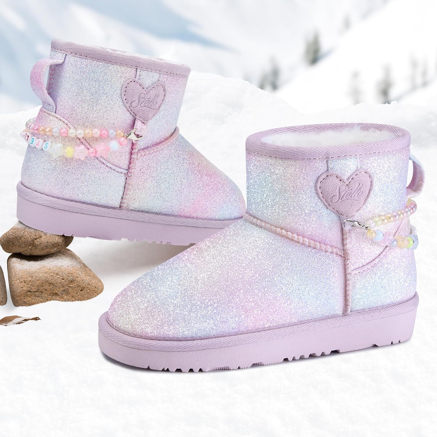 Stelle Girls Winter Boots Warm Fur Lined Snow Boots(Dream Frost)