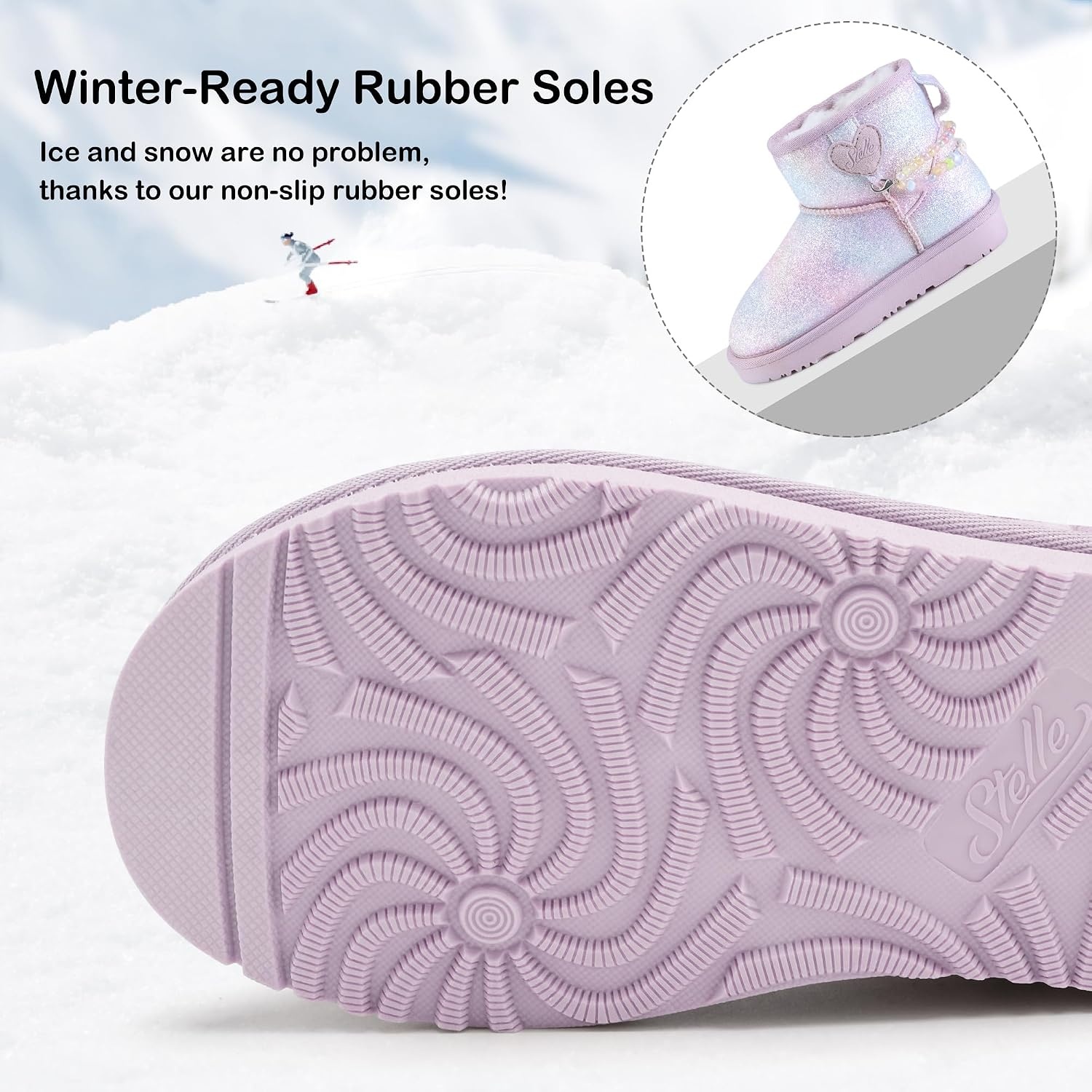Stelle Girls Winter Boots Warm Fur Lined Snow Boots(Dream Frost)