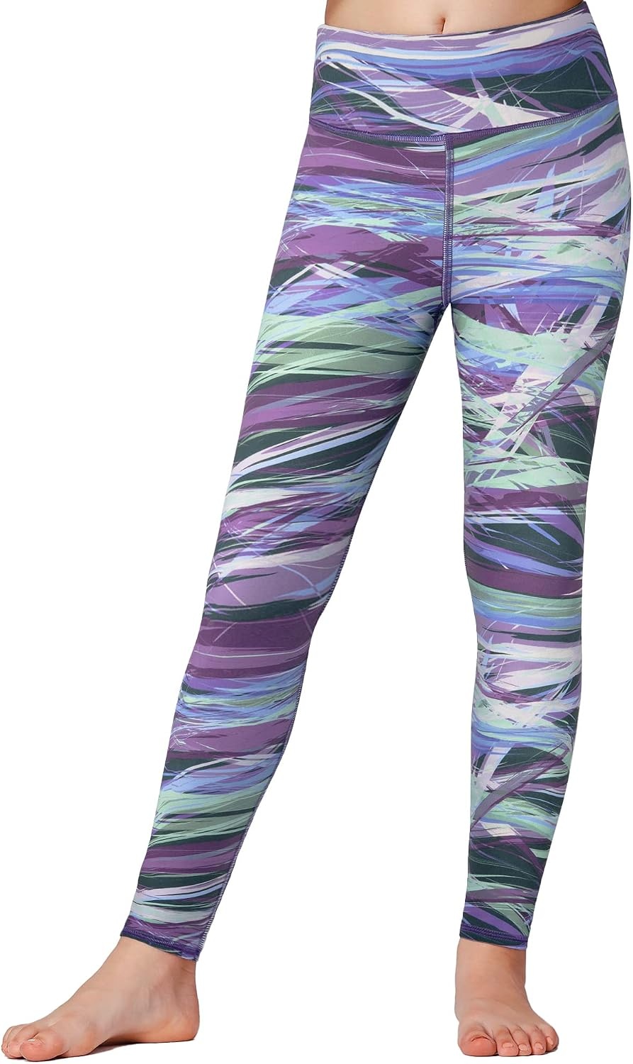 Stelle Girls Leggings with Hidden Pocket for Kids Dance Yoga Athletic Pants | High-rise waistband,Soft 4-way stretch,Moisture-wicking,Non see-through for dance,gymnastics,yoga,running and daily wear(Marble Blue)