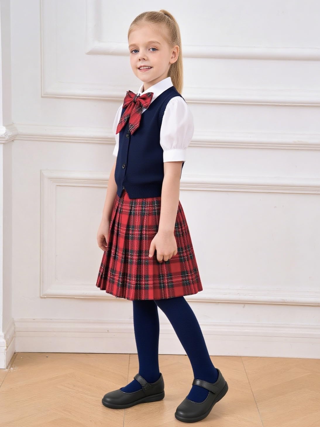 Stelle Girls Ballet Dance Tights Footed for Toddler Kid School Class 2T-15Y(Navy)