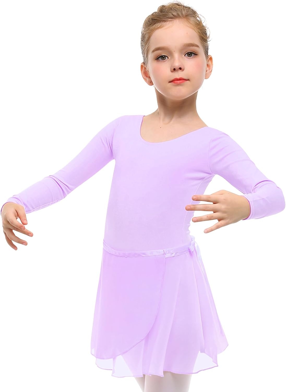 Stelle Ballet Leotards for Girls Toddler Dance Dress Outfit Combo with Skirt and Tights (Toddler/Little Kid/Big Kid)(Lavender)