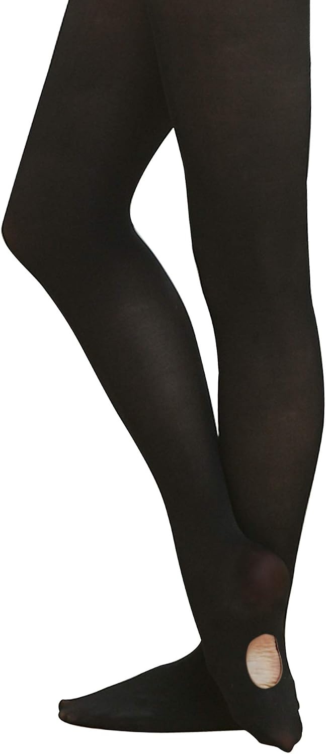 Stelle Girls’ Convertible & Transition Ballet Tights for Toddler Dance Kid | High Waist, Stretch, Opaque, Soft Footless Stockings, Teen & Youth Pantyhose, Ballerina, Class, Studio, Performance, Recital(Black)