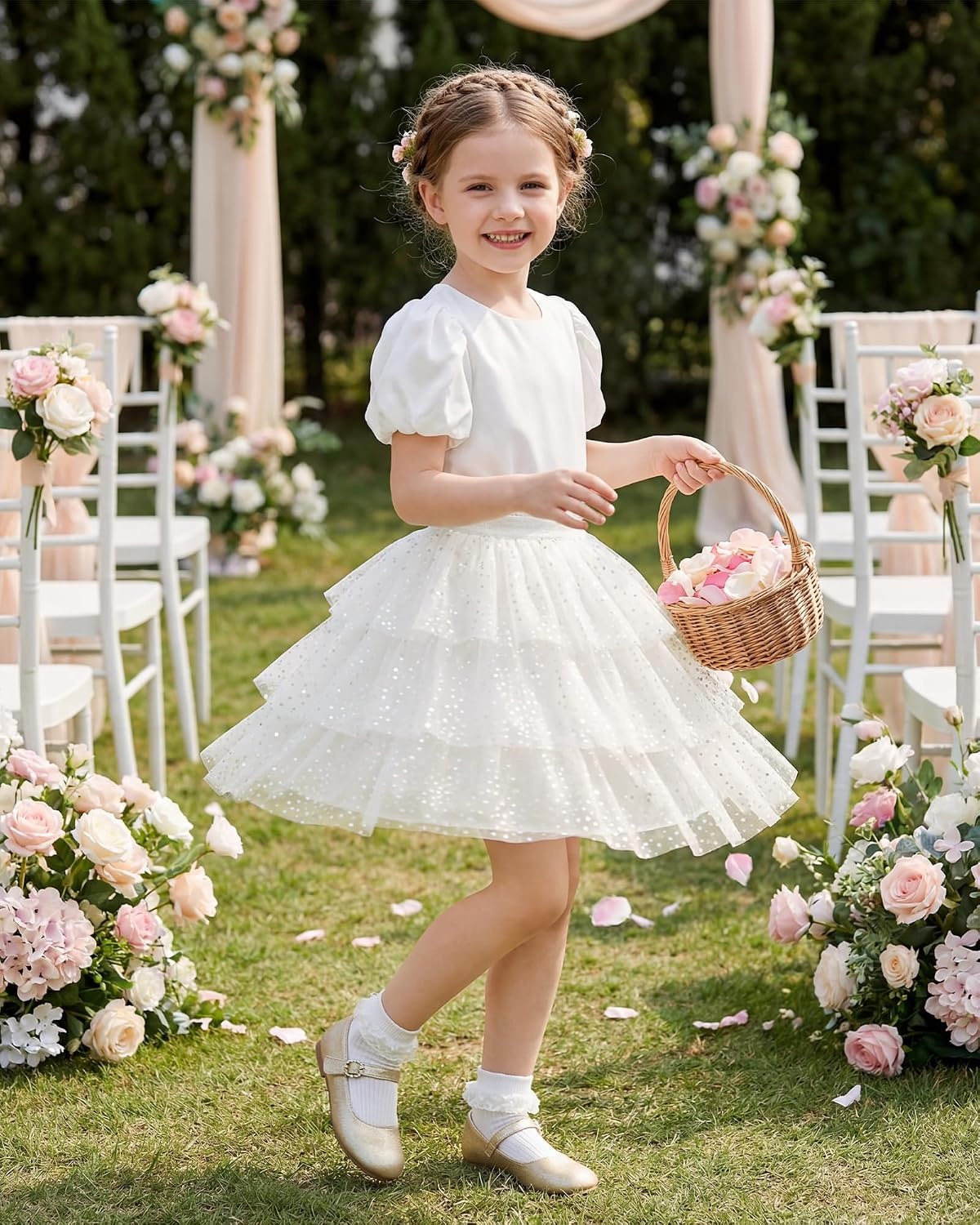 Stelle Toddler Girls Tutu Skirt Kids Layered Tulle Ballet Dance Skirt | Girls tutu skirt, Metallic Waist, 5 Layered Tutus, Soft Stretch Fabric, Princess Skirt, Daily, Dance, Costume, Performance(White)